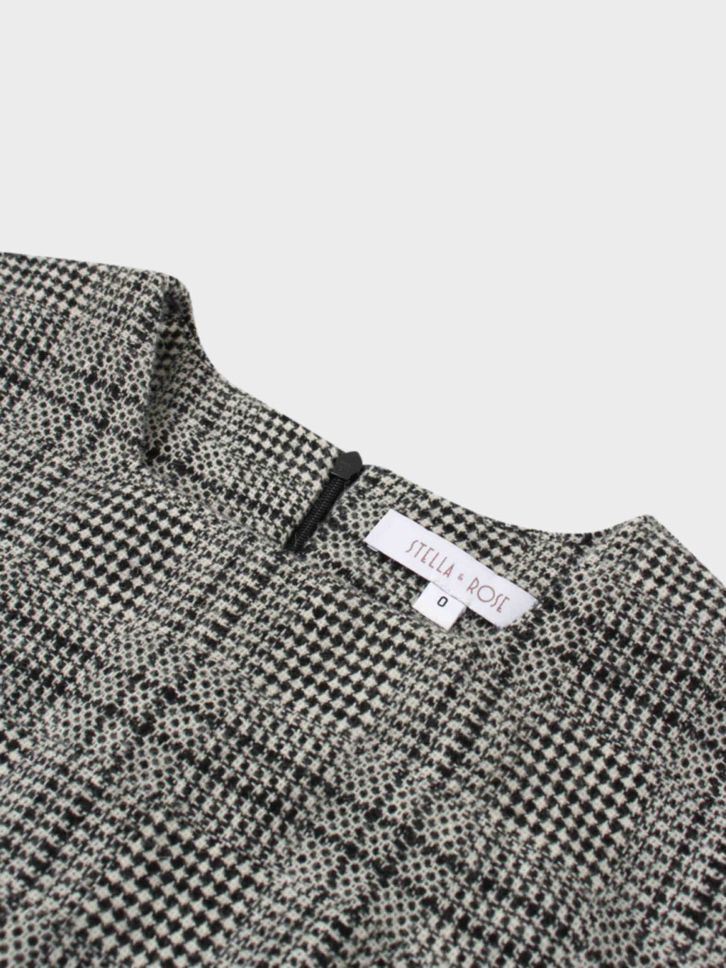 Front Pleat Square Neck Dress-Black/White Plaid