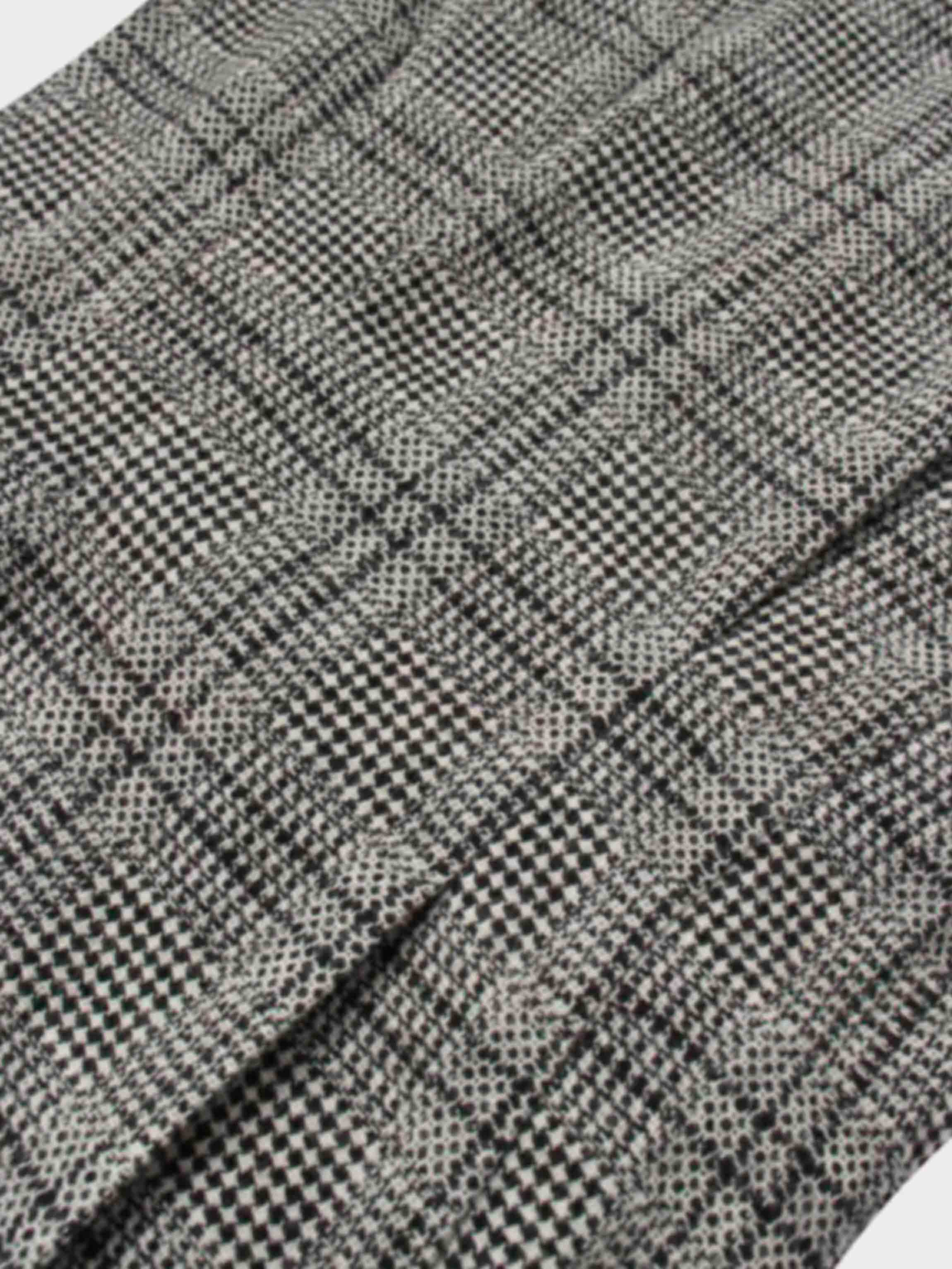 Front Pleat Square Neck Dress-Black/White Plaid