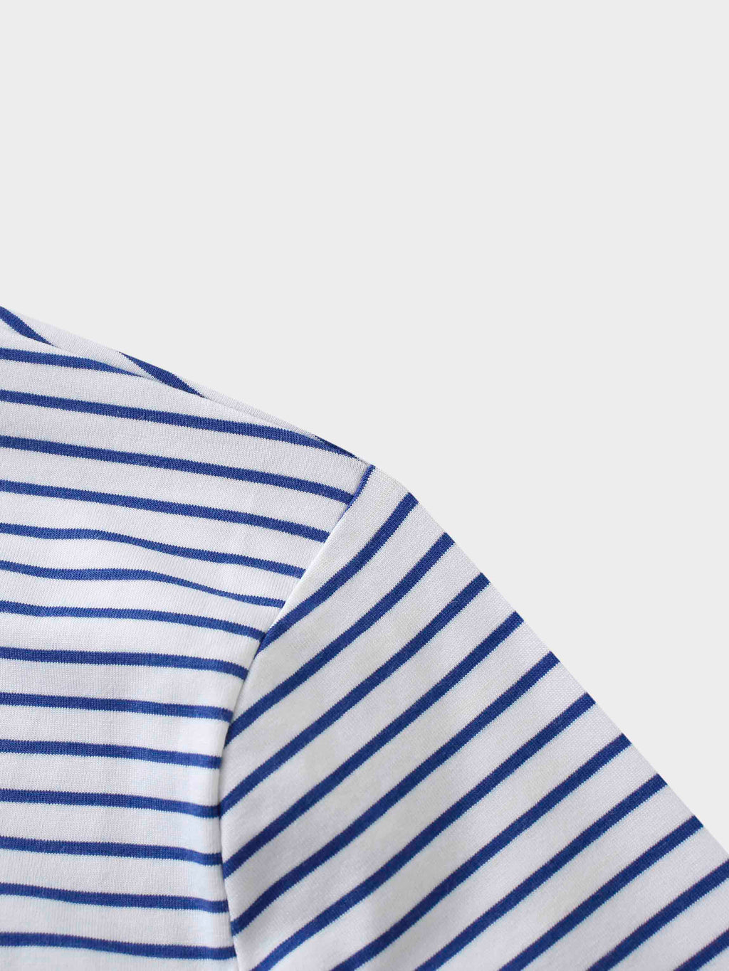 Flat Striped High V Long Sleeve-White/Navy