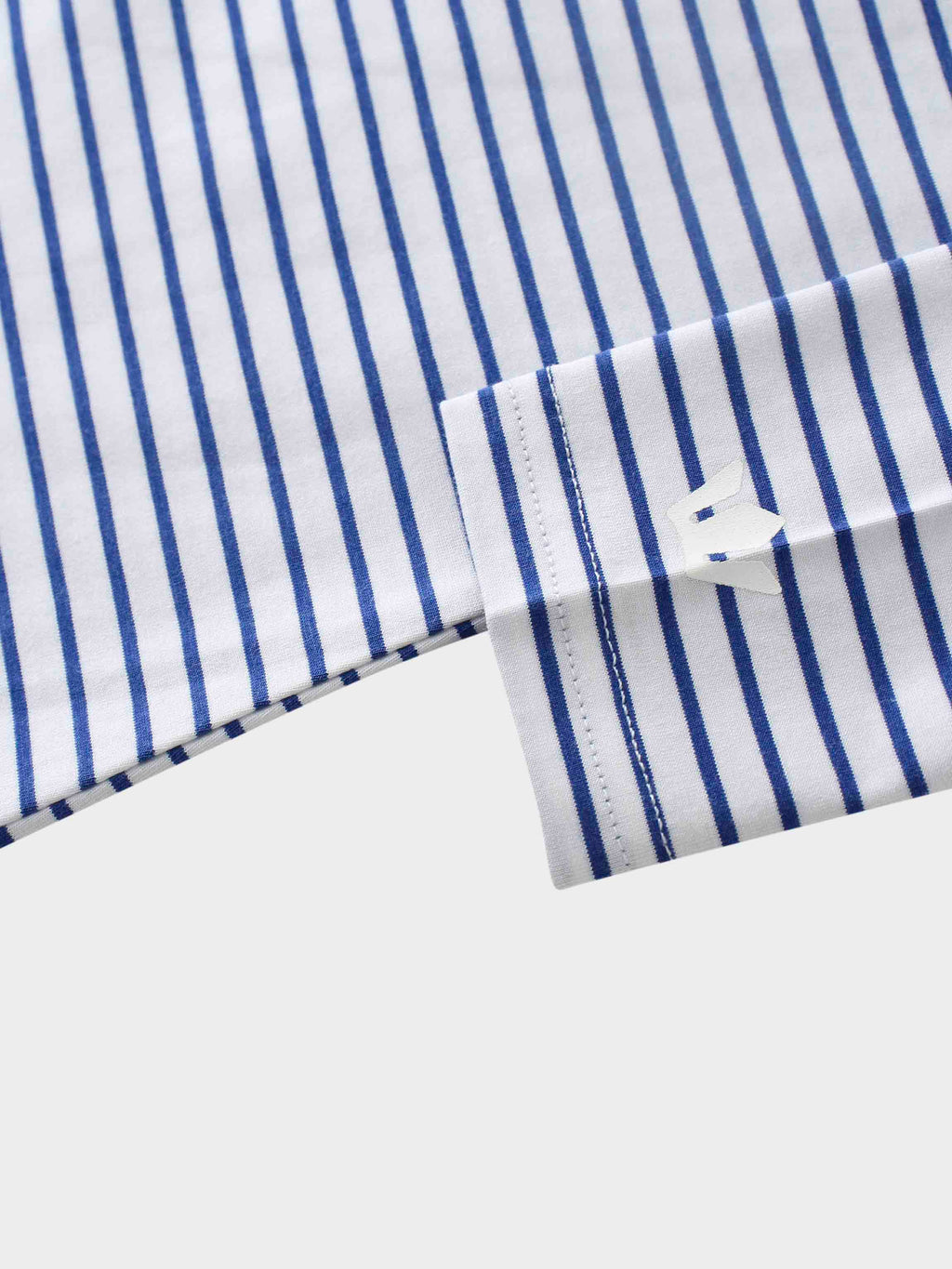 Flat Striped High V Long Sleeve-White/Navy