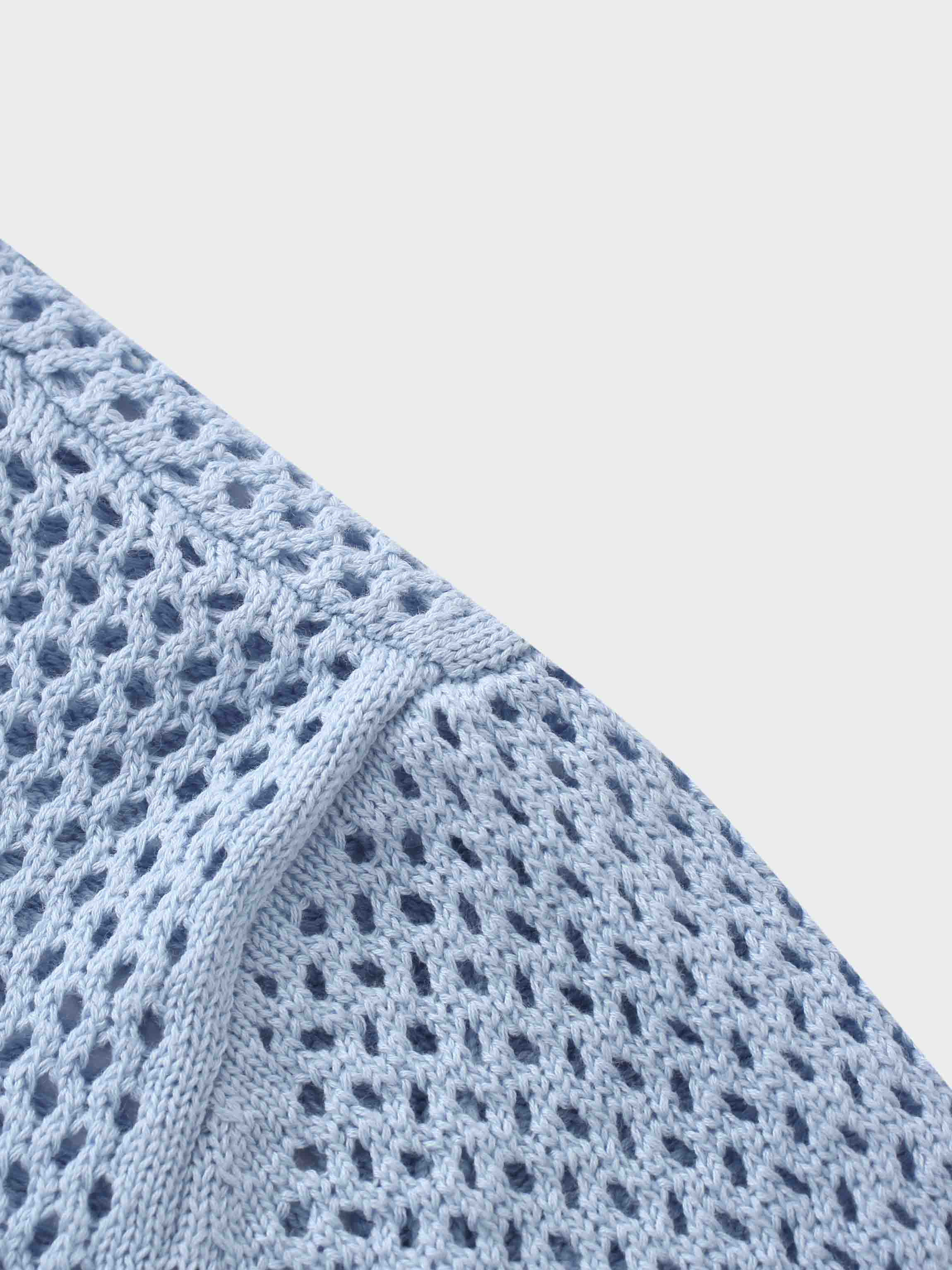 Embroidered Crochet Floral Sweater-Blue Floral