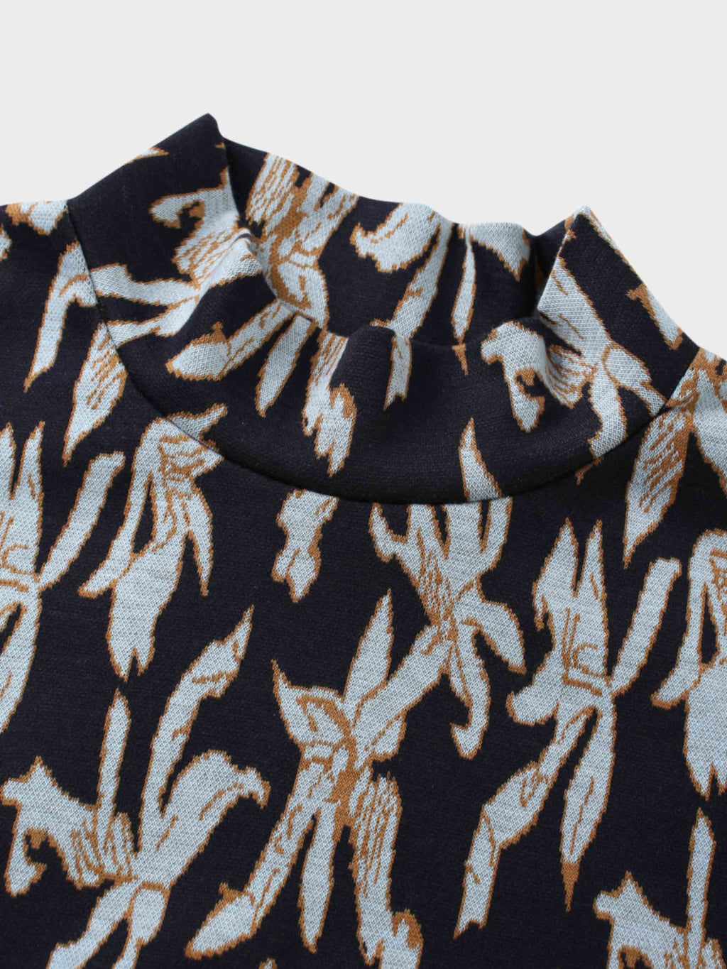 Boxy Mock Neck Top-Blue Floral