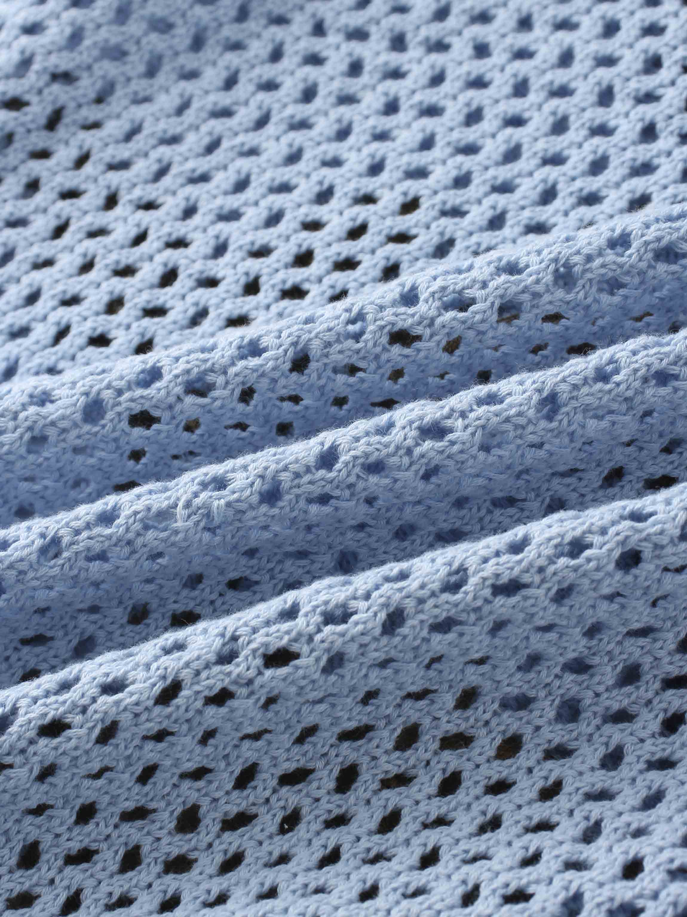 Embroidered Crochet Floral Sweater-Blue Floral