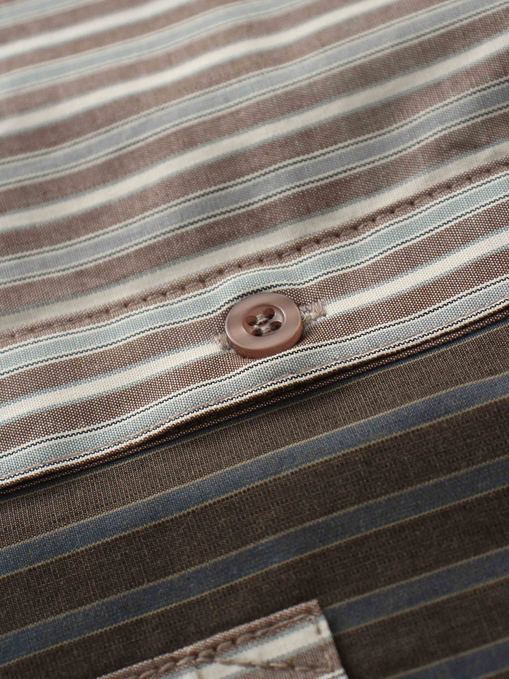 Mix Pinstripe Button Down Shirt-Khaki Stripe