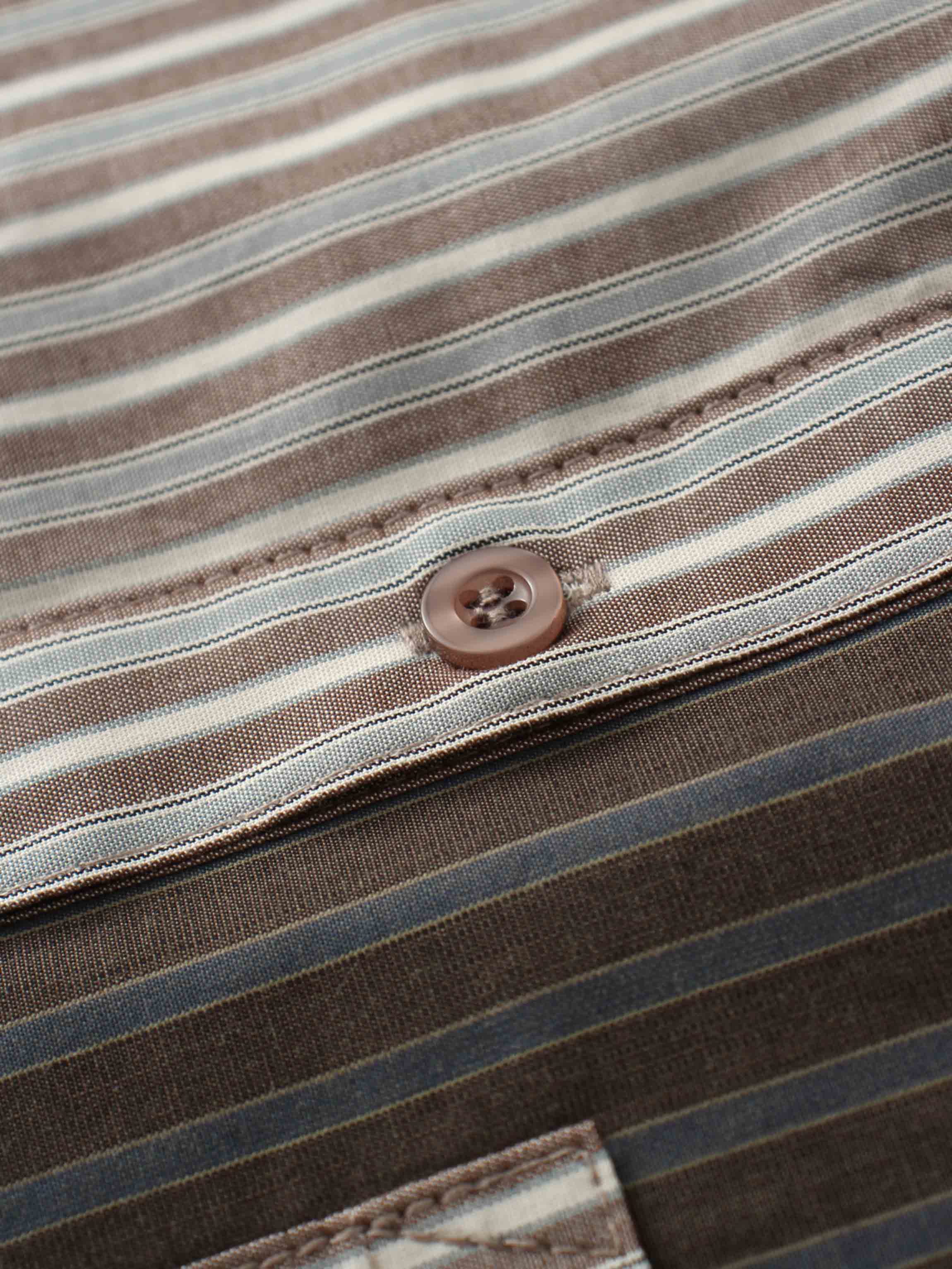 Mix Pinstripe Button Down Shirt-Khaki Stripe