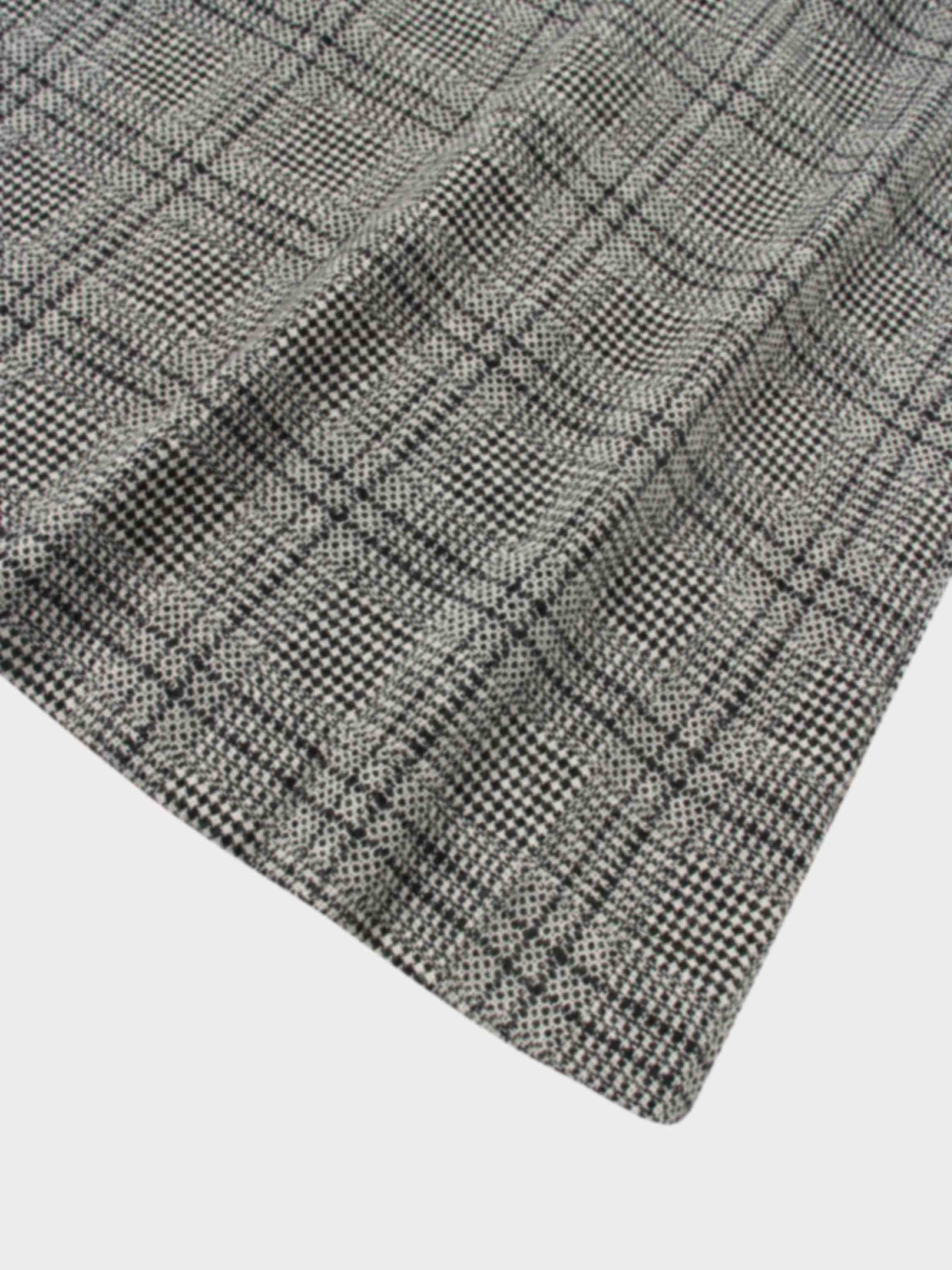 Front Pleat Square Neck Dress-Black/White Plaid