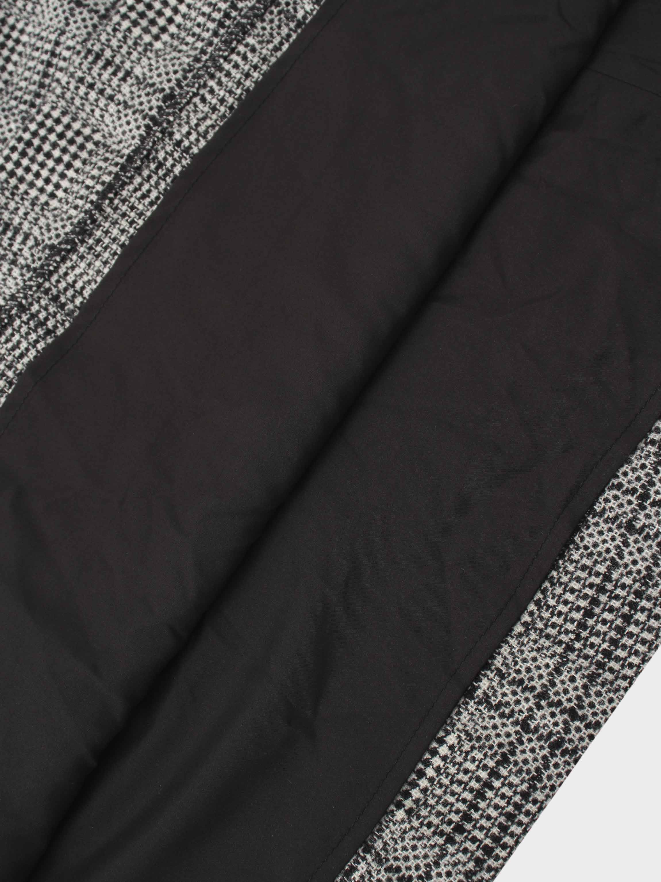 Front Pleat Square Neck Dress-Black/White Plaid