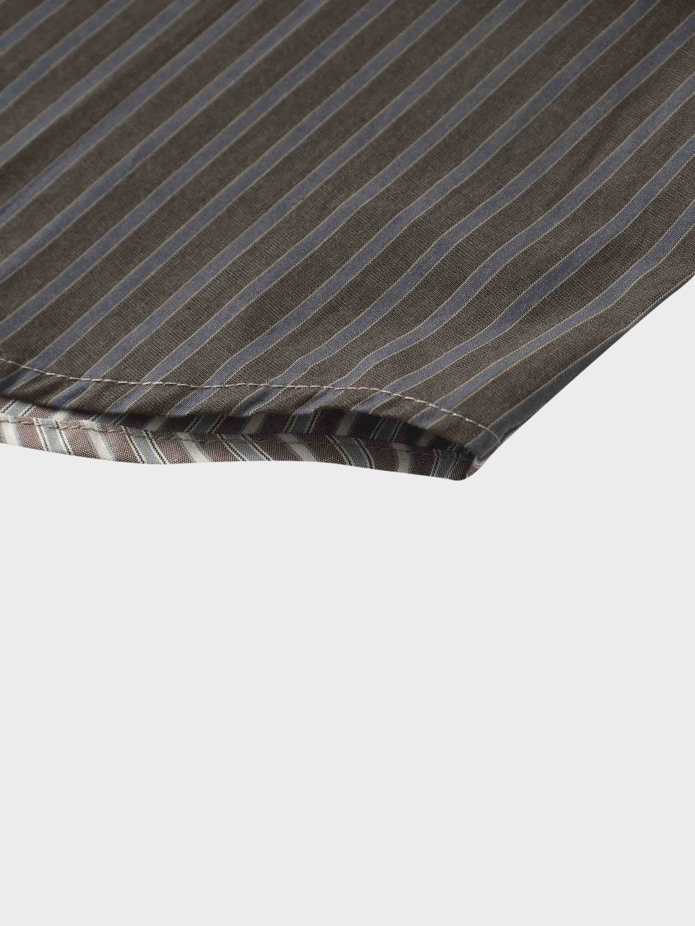 Mix Pinstripe Button Down Shirt-Khaki Stripe