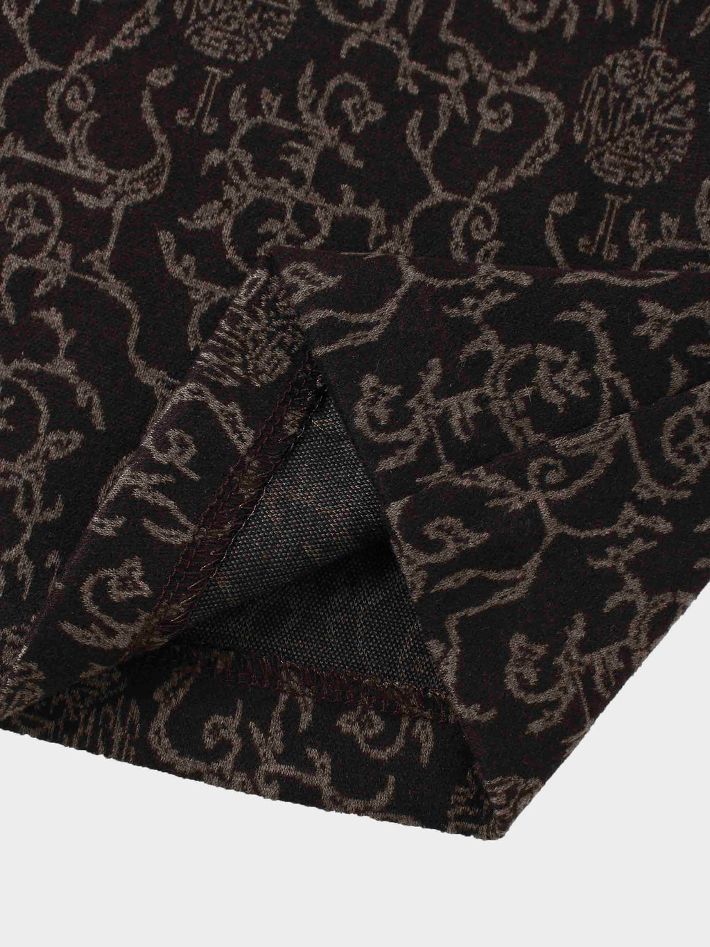 Boxy Mock Neck Top-Brown Vines