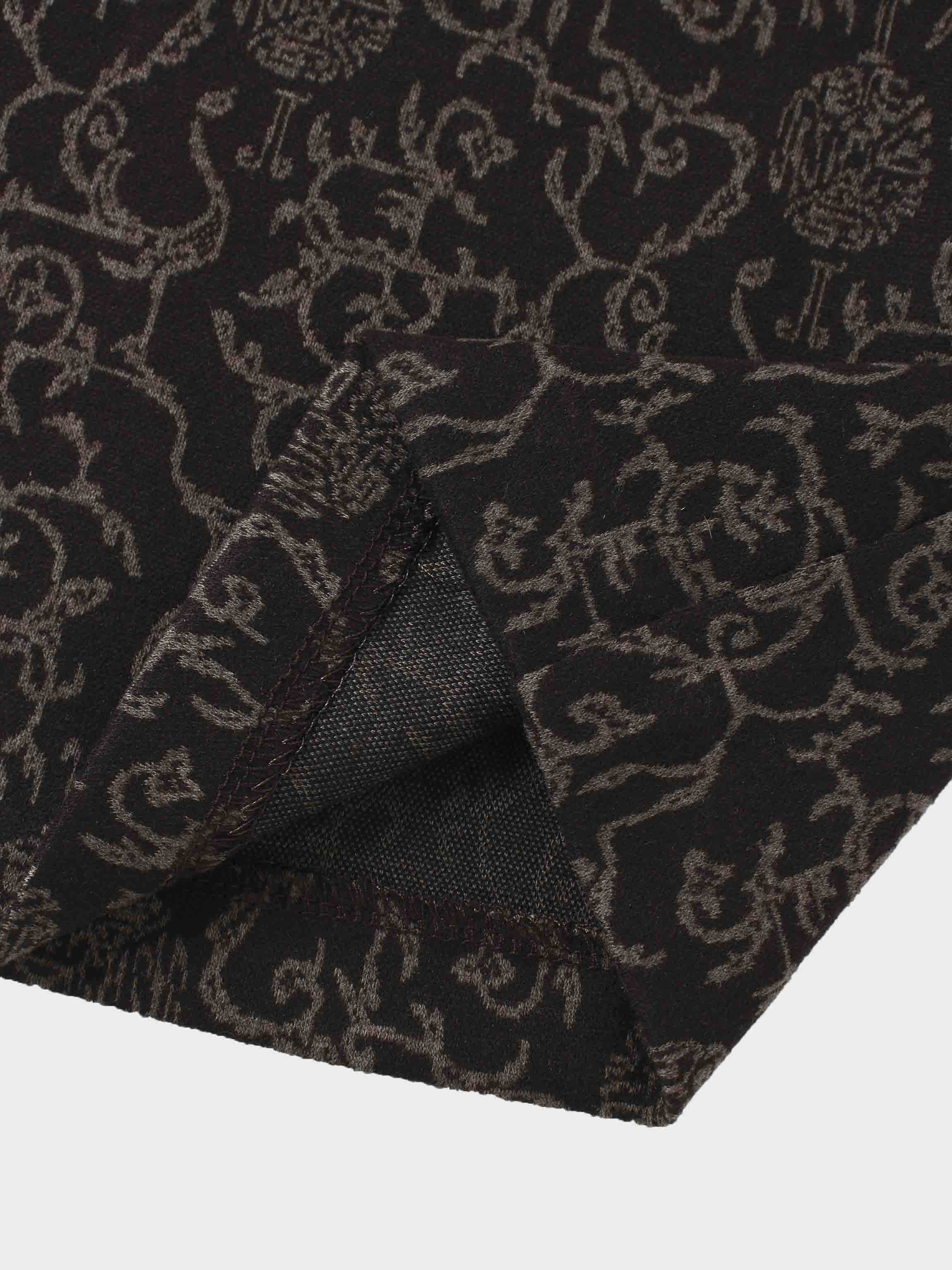 Boxy Mock Neck Top-Brown Vines