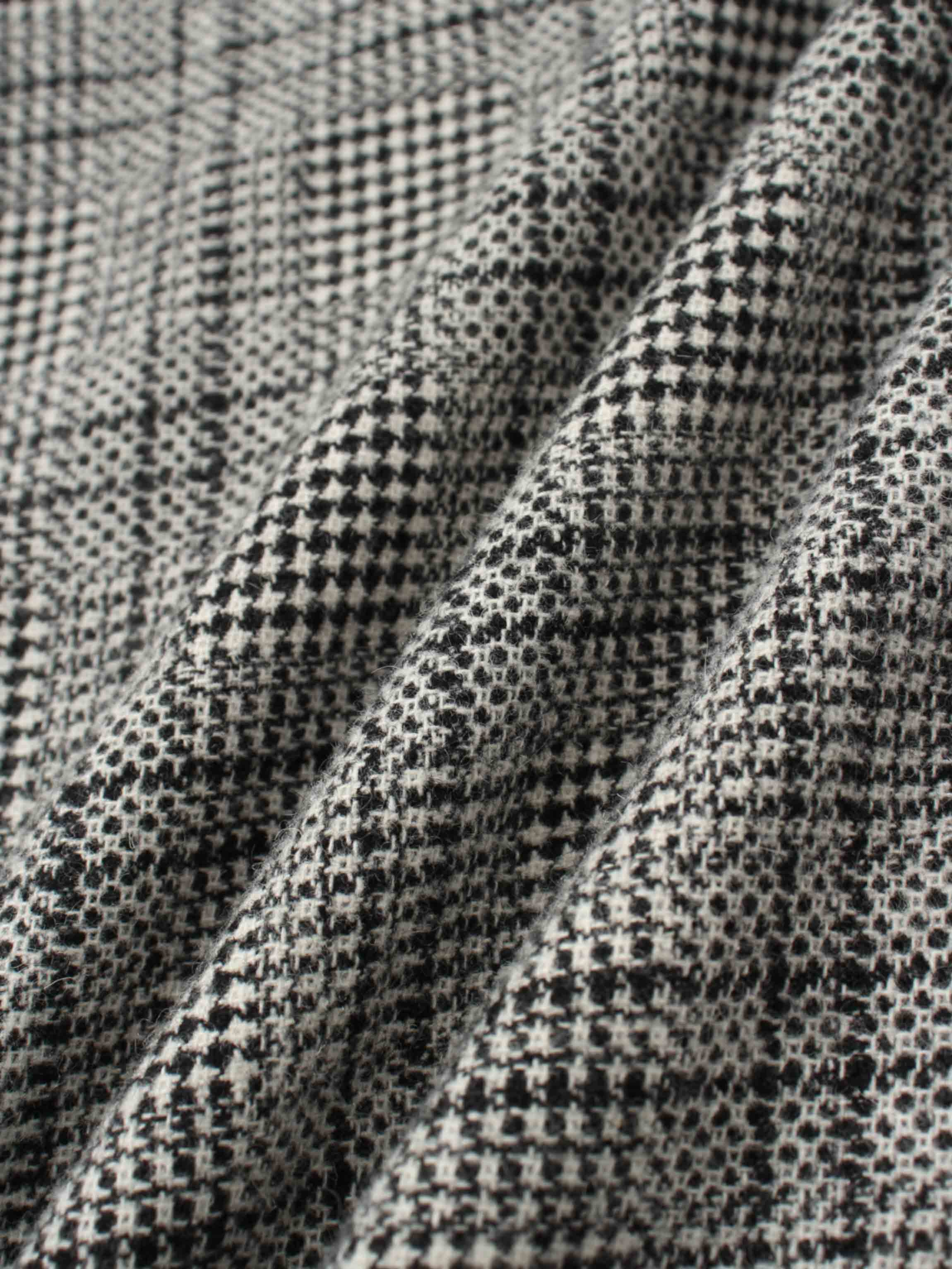 Front Pleat Square Neck Dress-Black/White Plaid