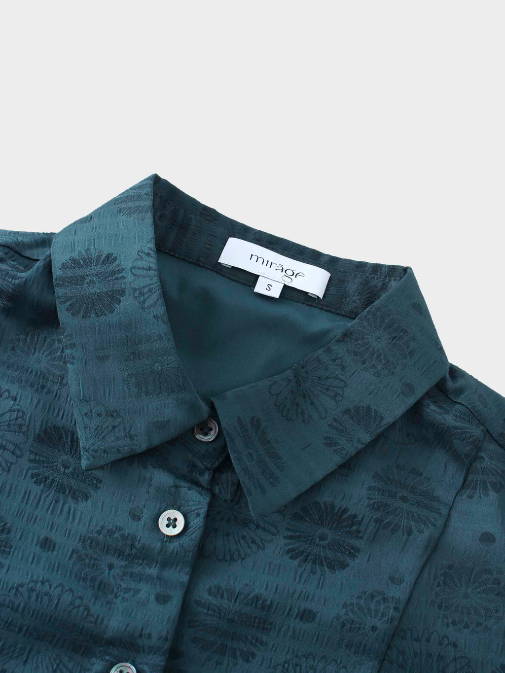 Collared A-Line Shirtdress-Teal Floral