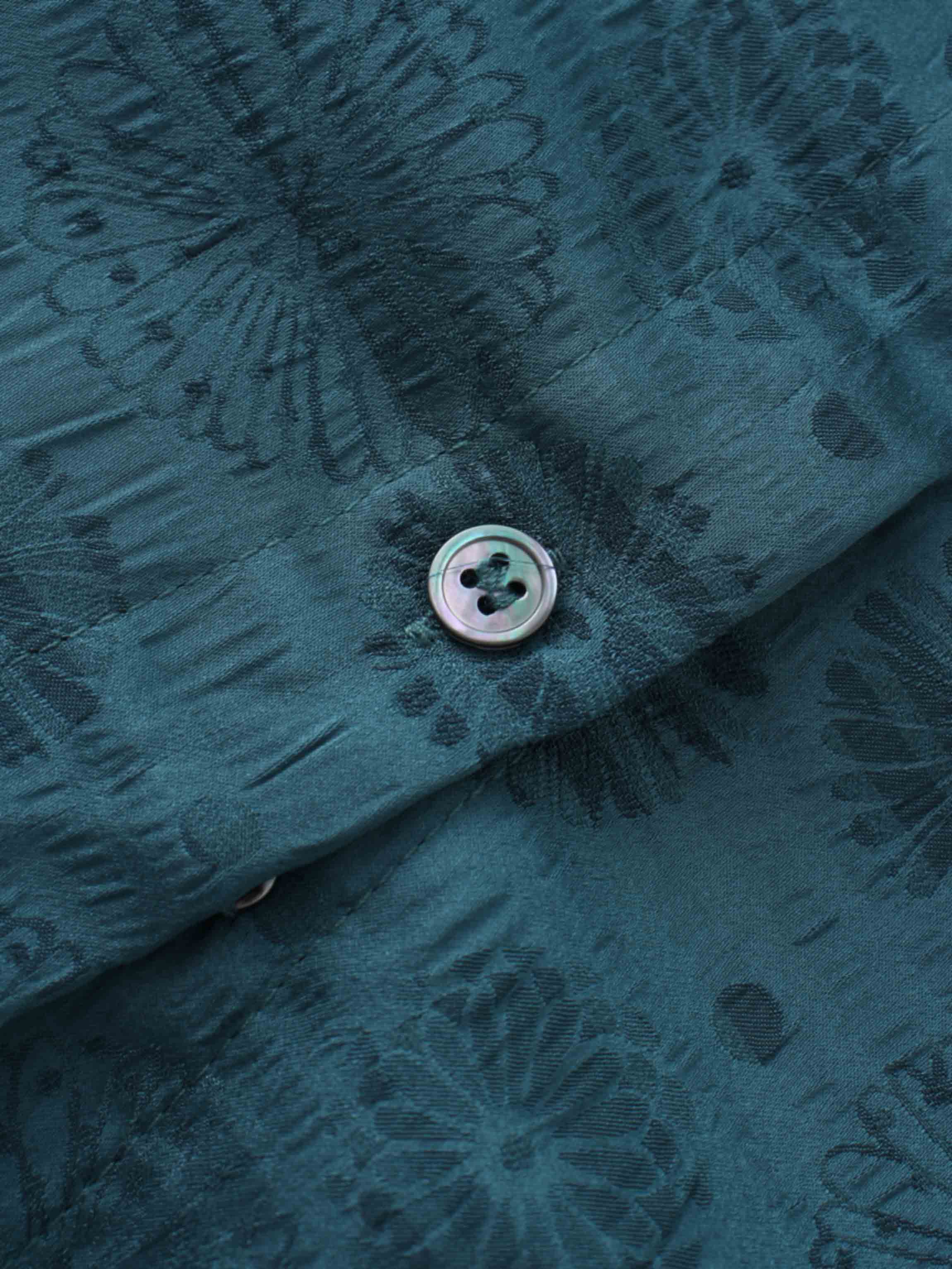 Collared A-Line Shirtdress-Teal Floral