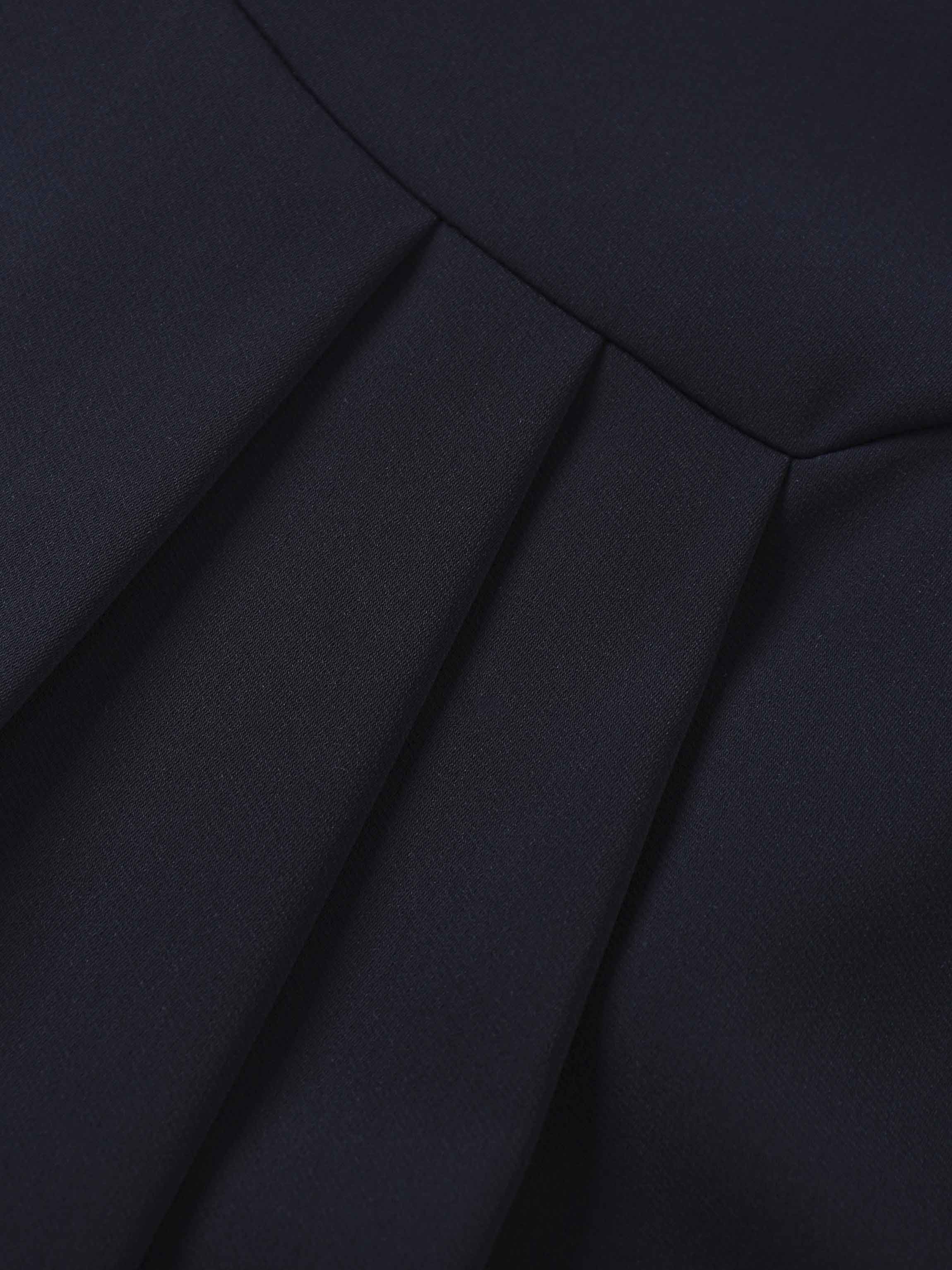 Side Pleat A-Line Short Skirt-Navy