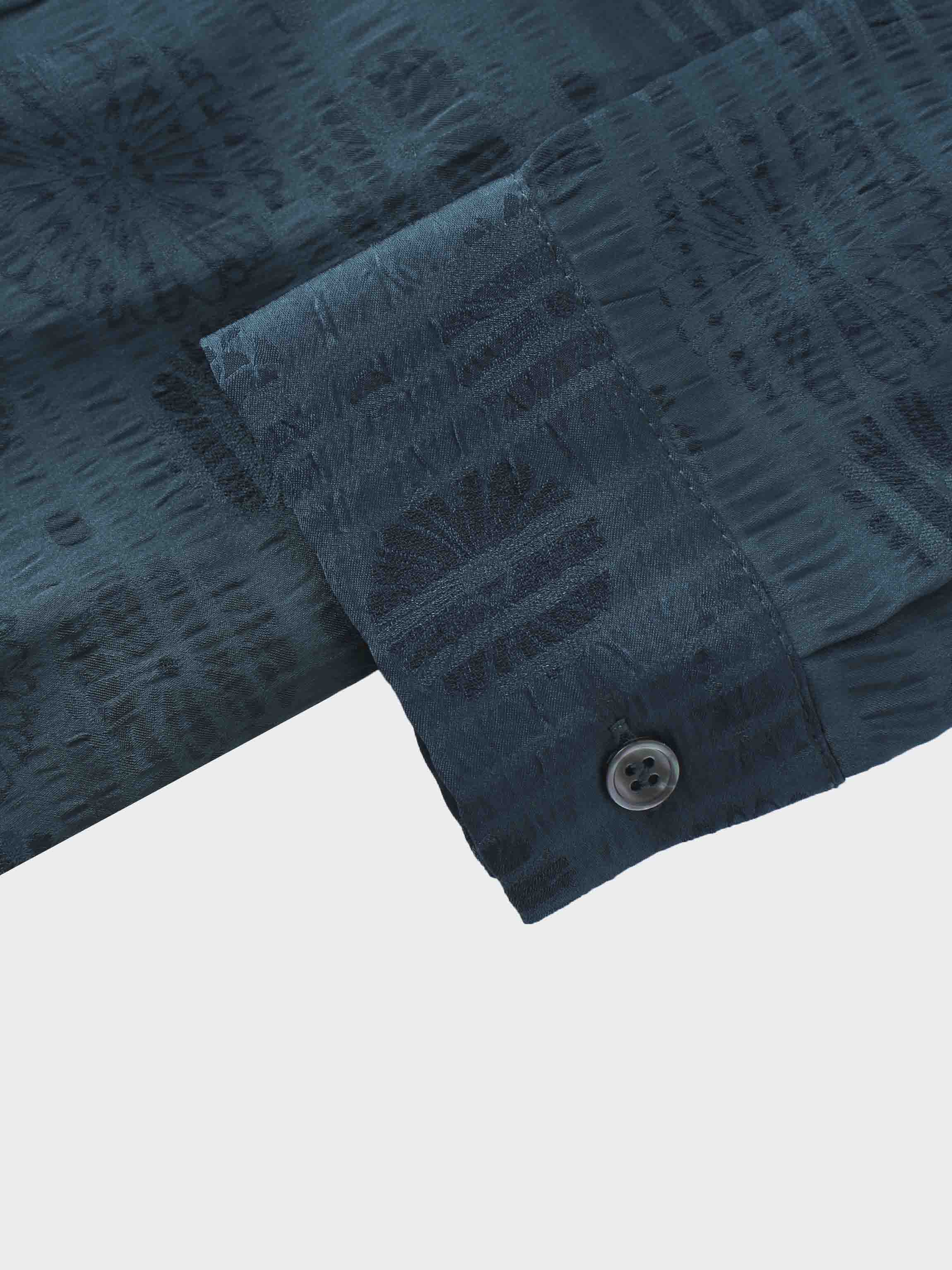 Collared A-Line Shirtdress-Teal Floral