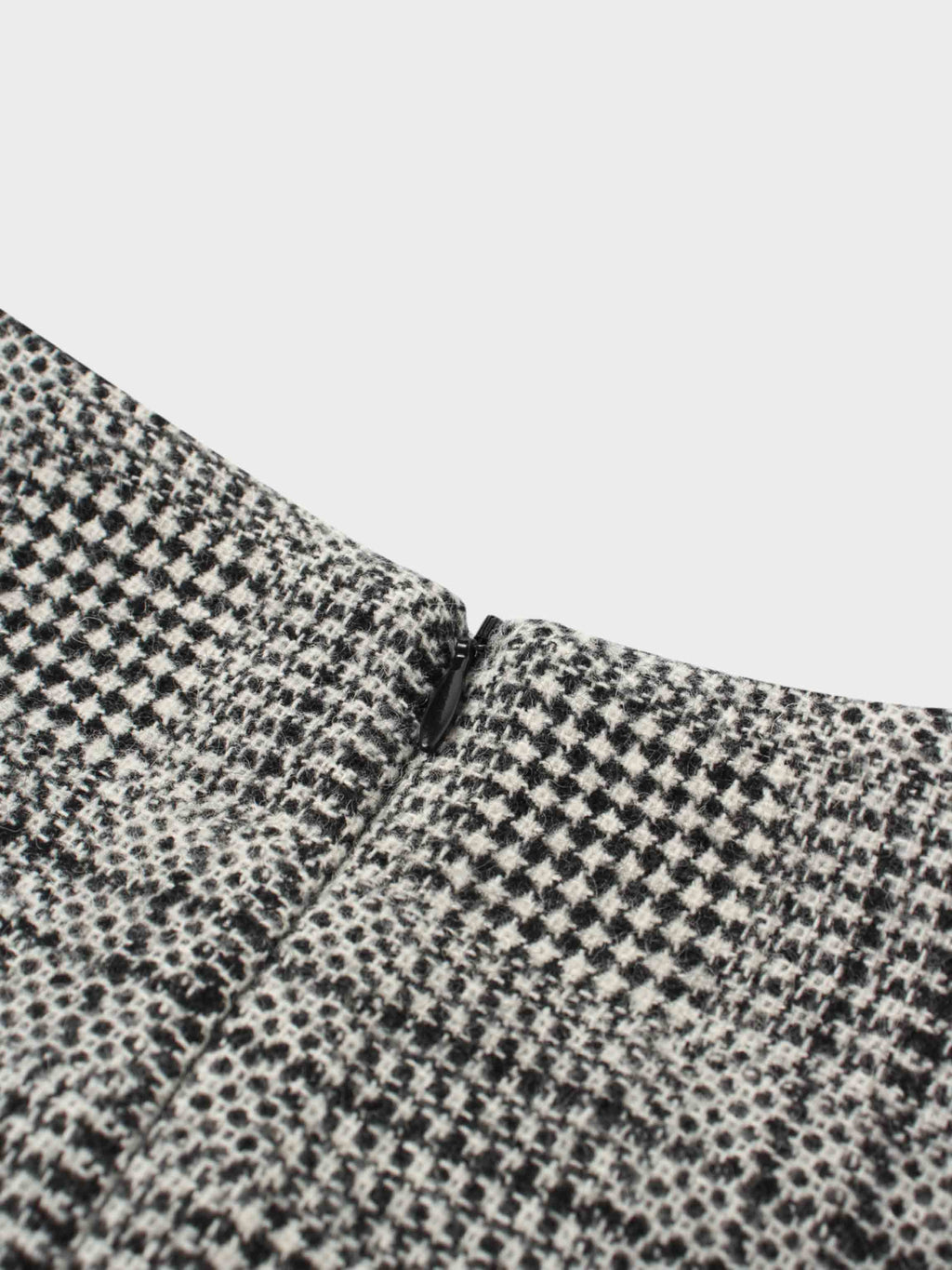 Front Pleat Square Neck Dress-Black/White Plaid