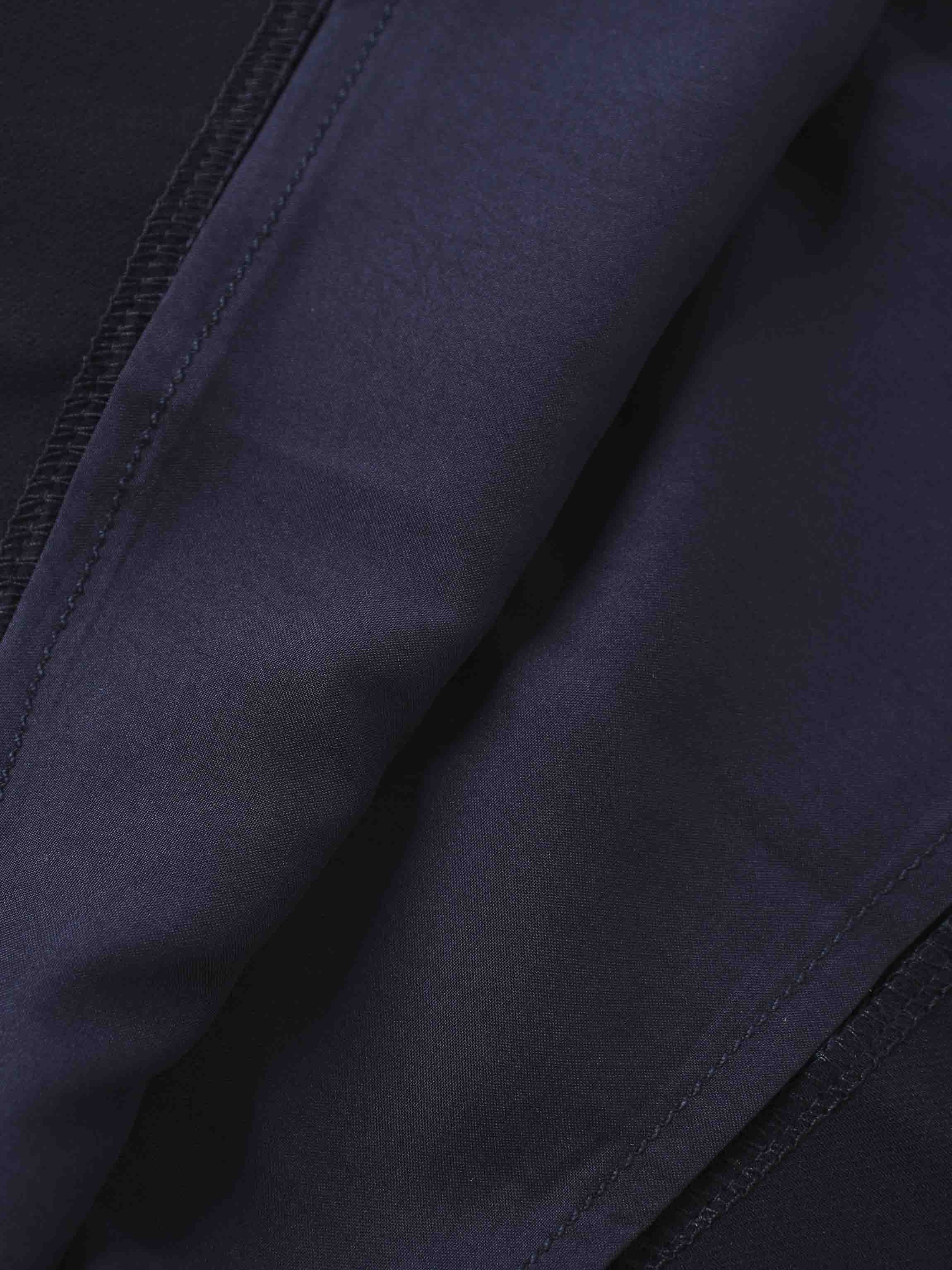 Side Pleat A-Line Short Skirt-Navy