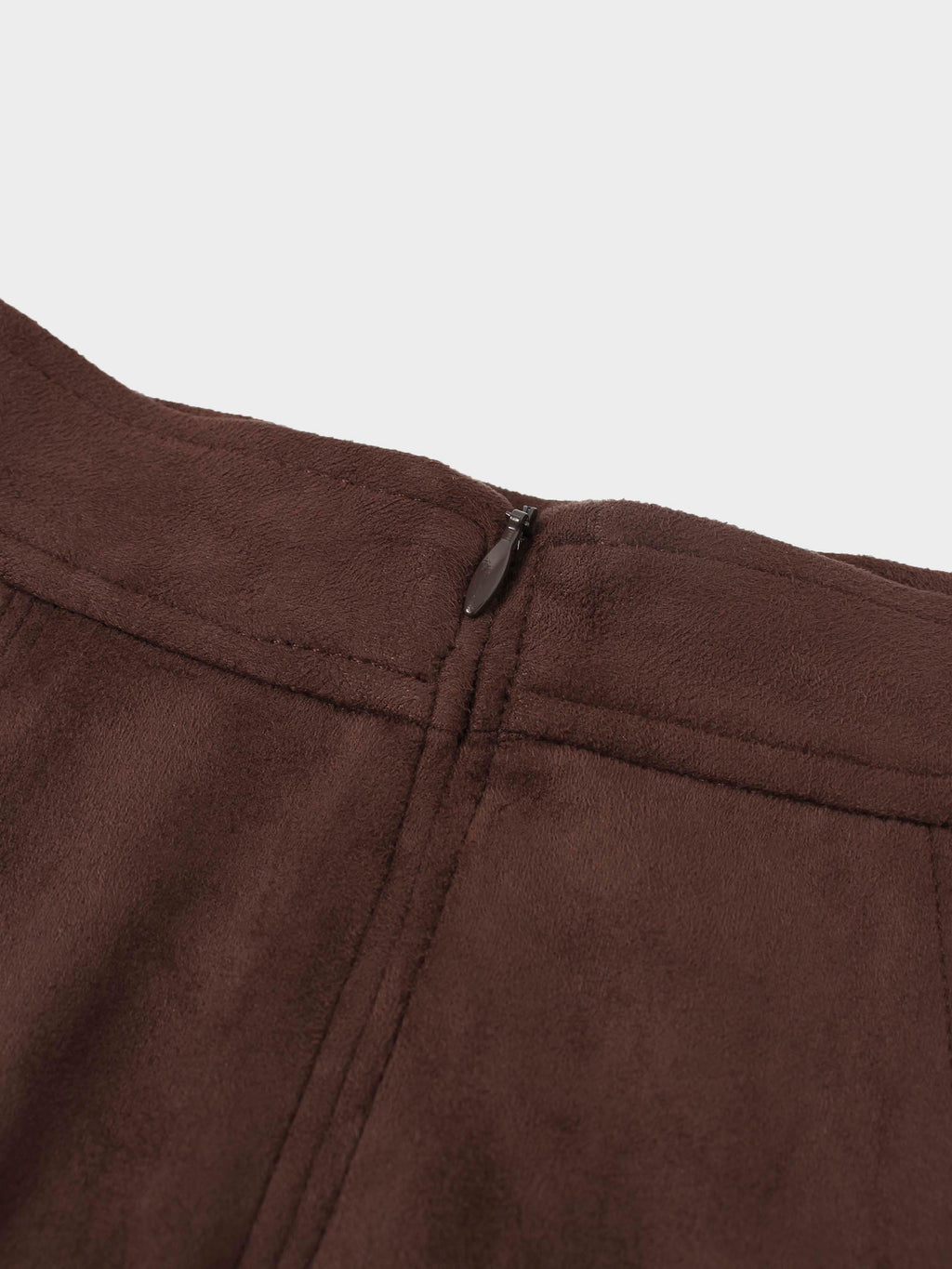 Suede Trumpet Skirt-Brown
