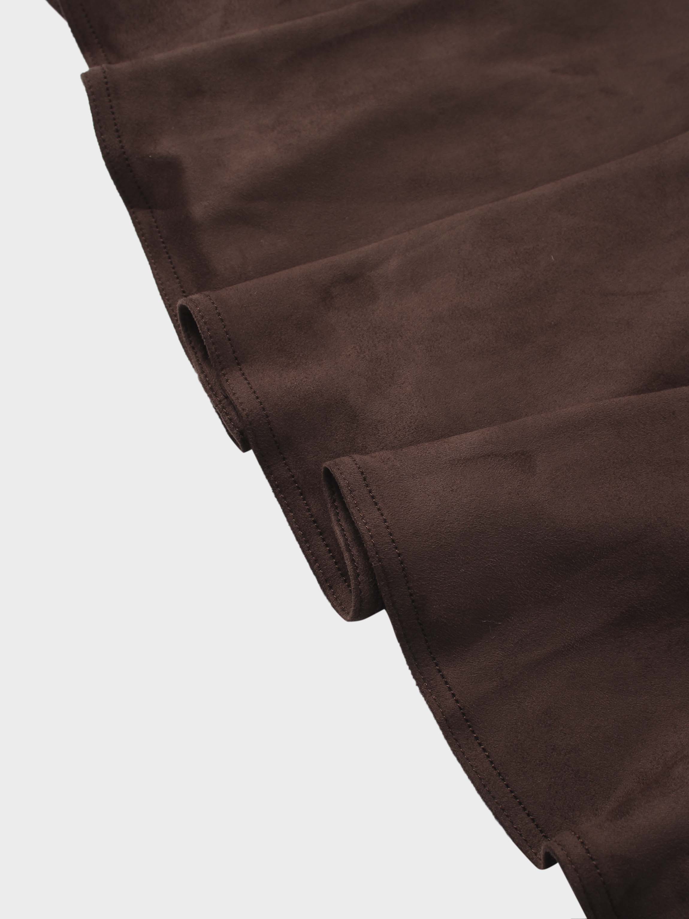 Suede Trumpet Skirt-Brown