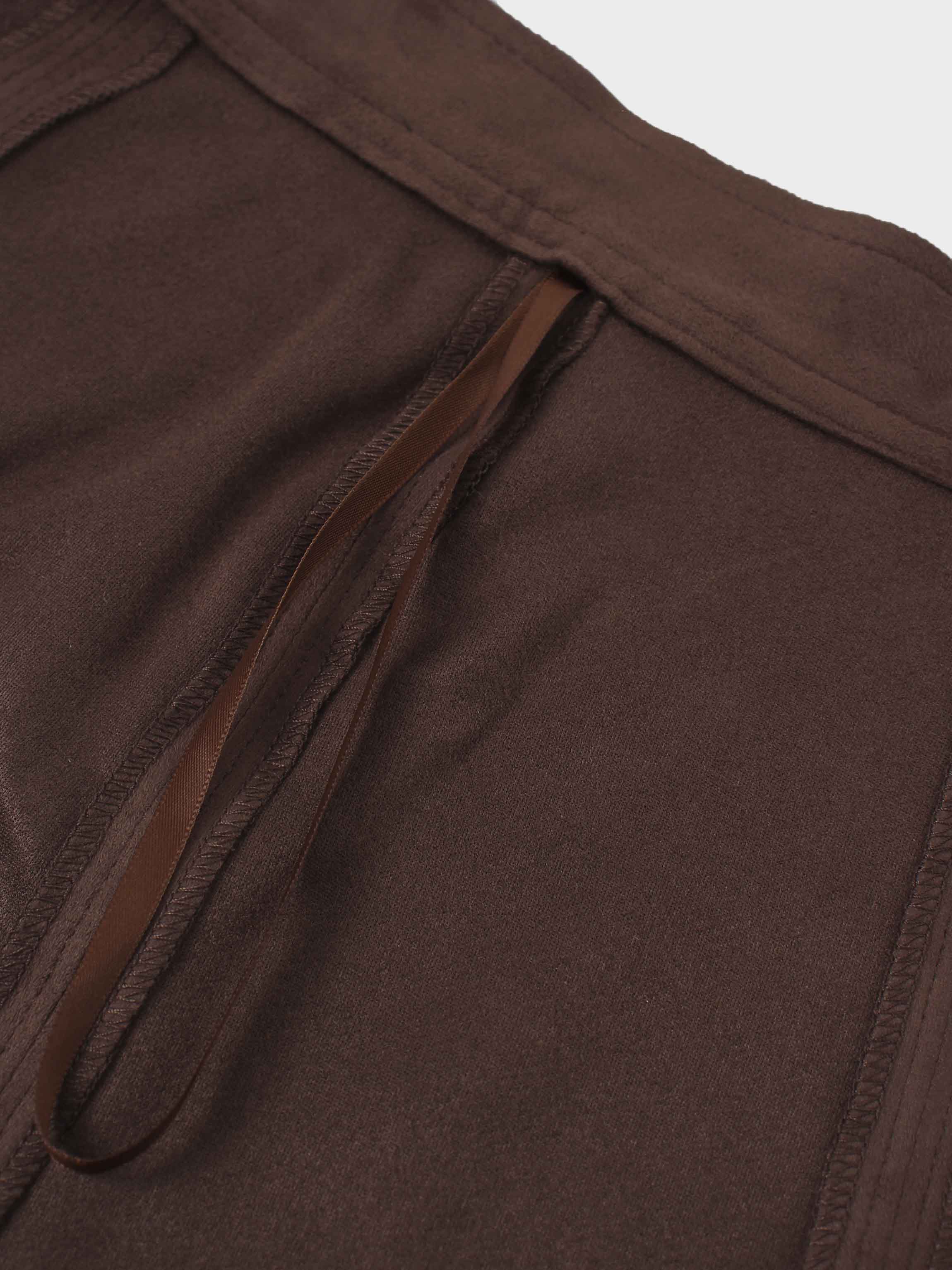 Suede Trumpet Skirt-Brown