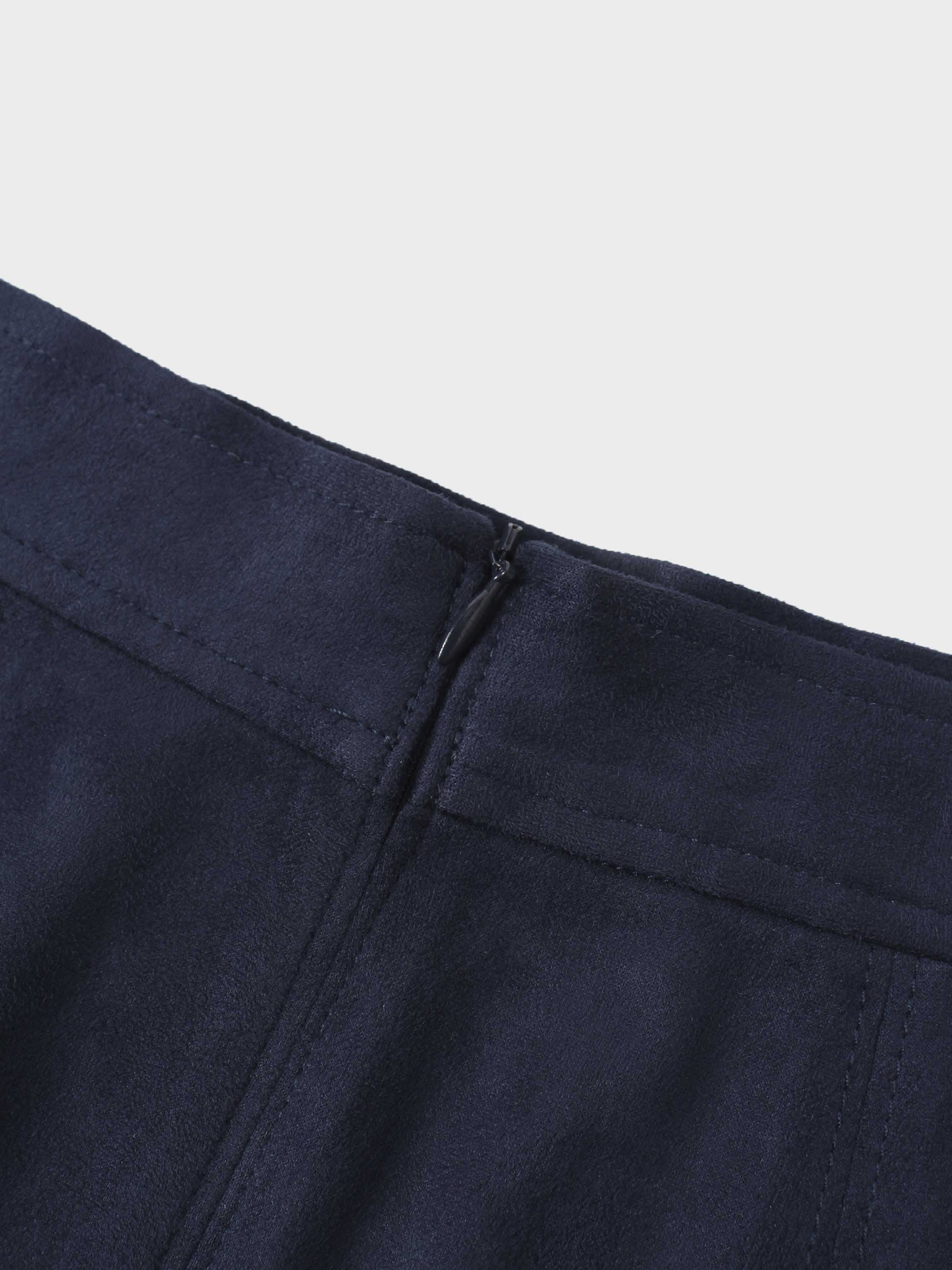 Suede Trumpet Skirt-Navy