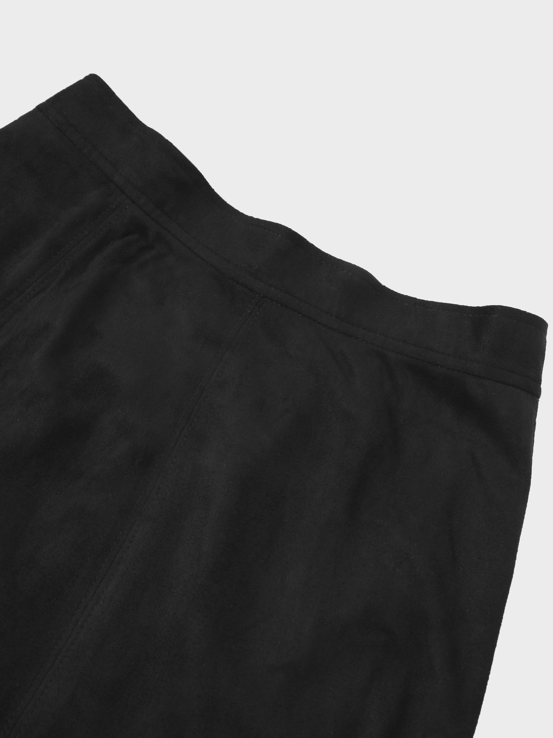 Suede Trumpet Skirt-Black