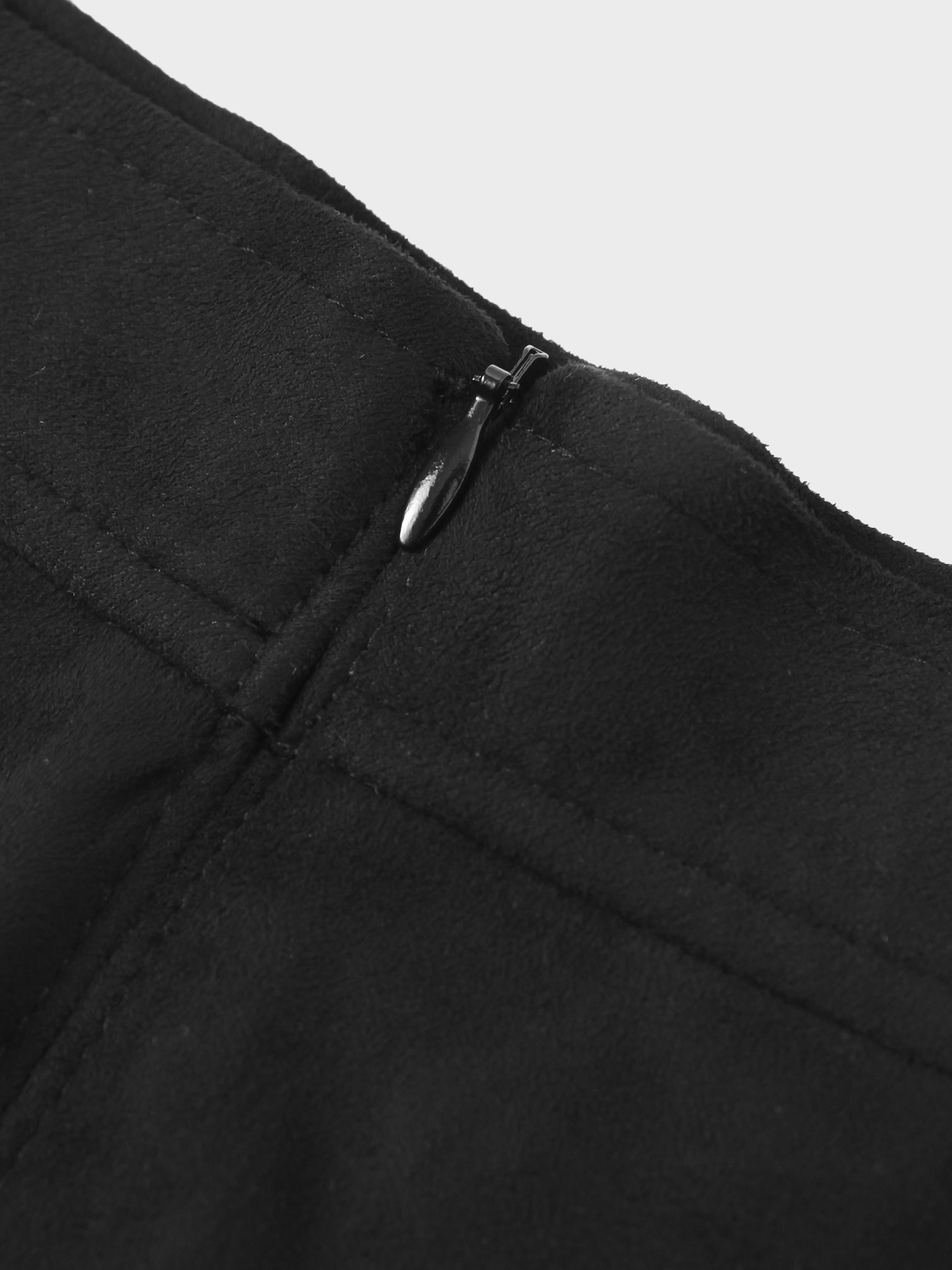 Suede Trumpet Skirt-Black