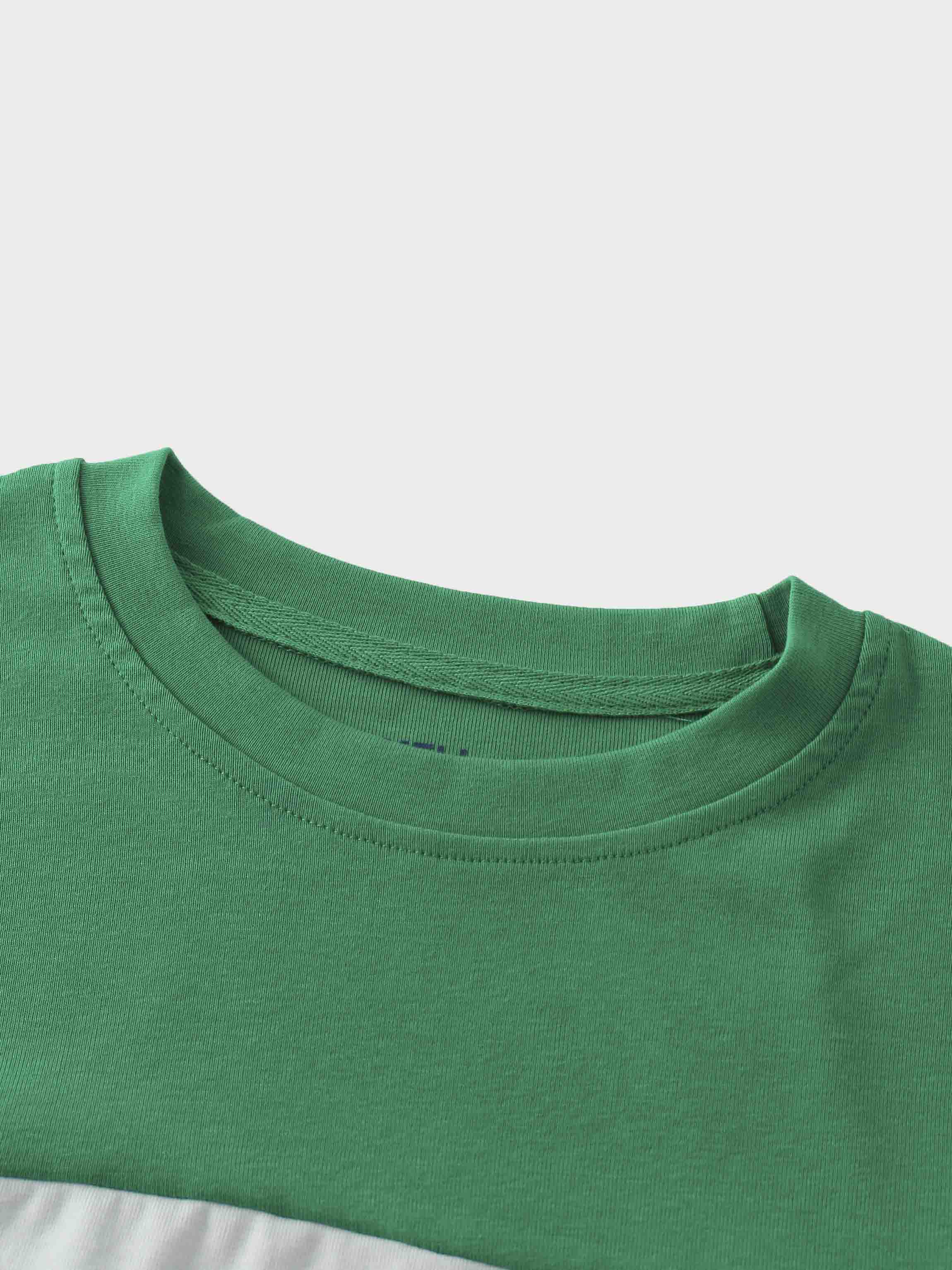 Wide Stripe Bomber Tee-Kelley Green/White