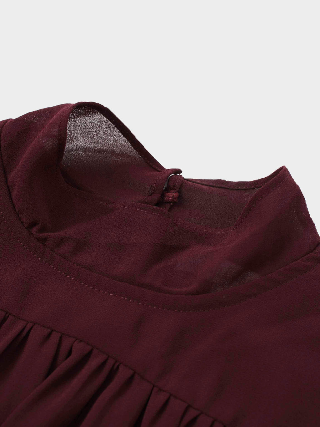 Asymmetrical Bottom Belted Dress-Burgundy