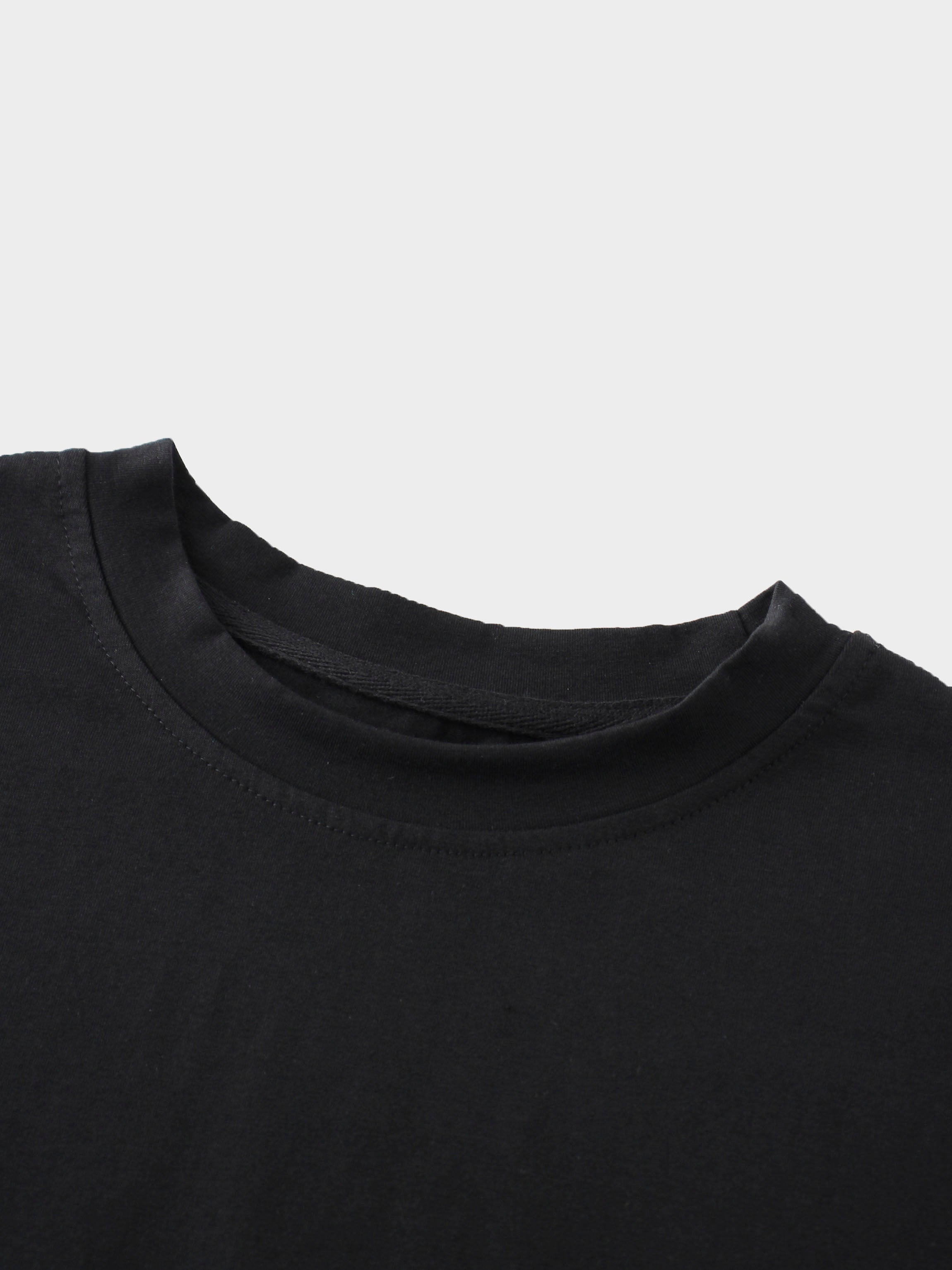 Oversized Rounded Hem T-Shirt-Black