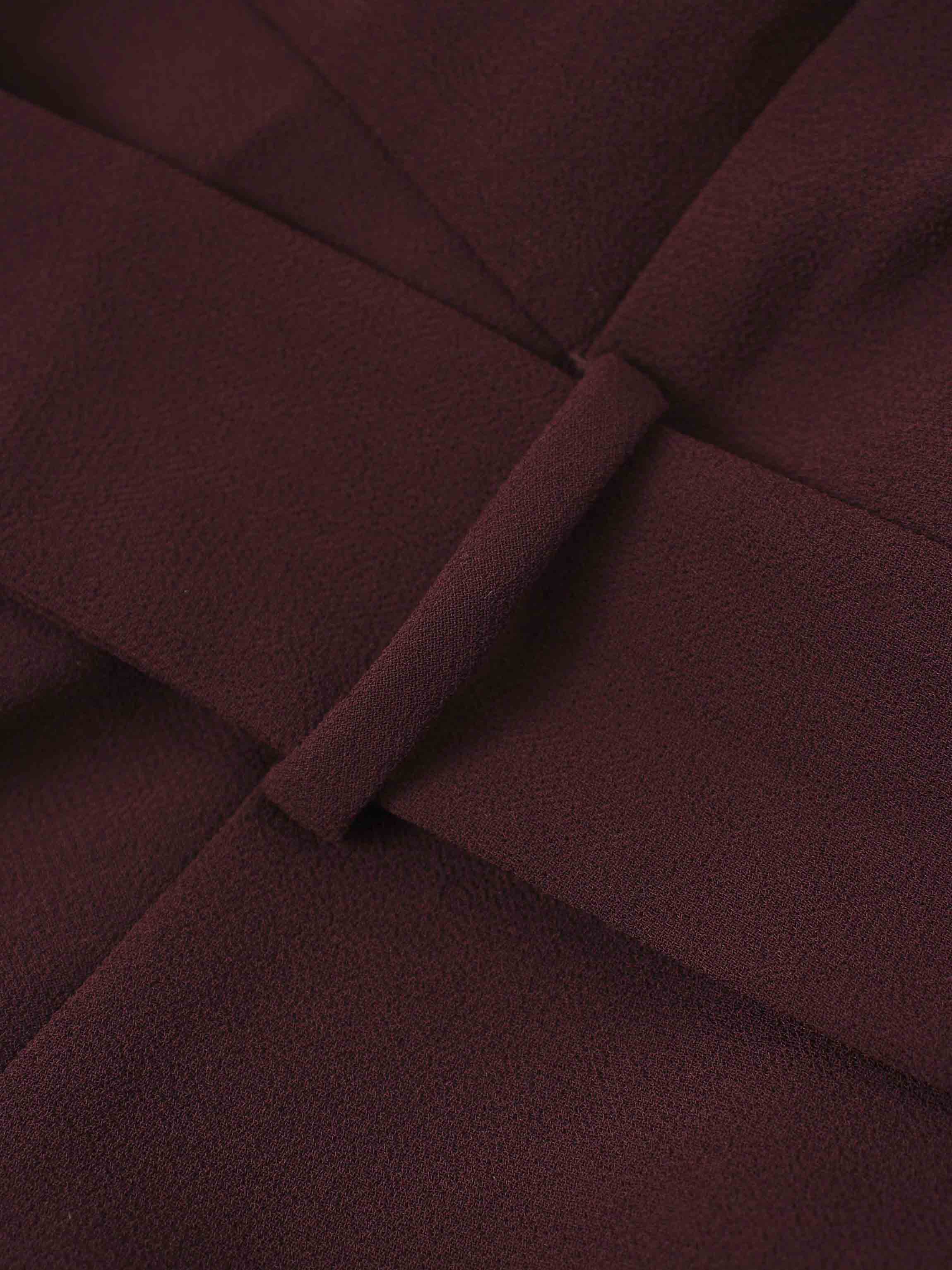 Asymmetrical Bottom Belted Dress-Burgundy