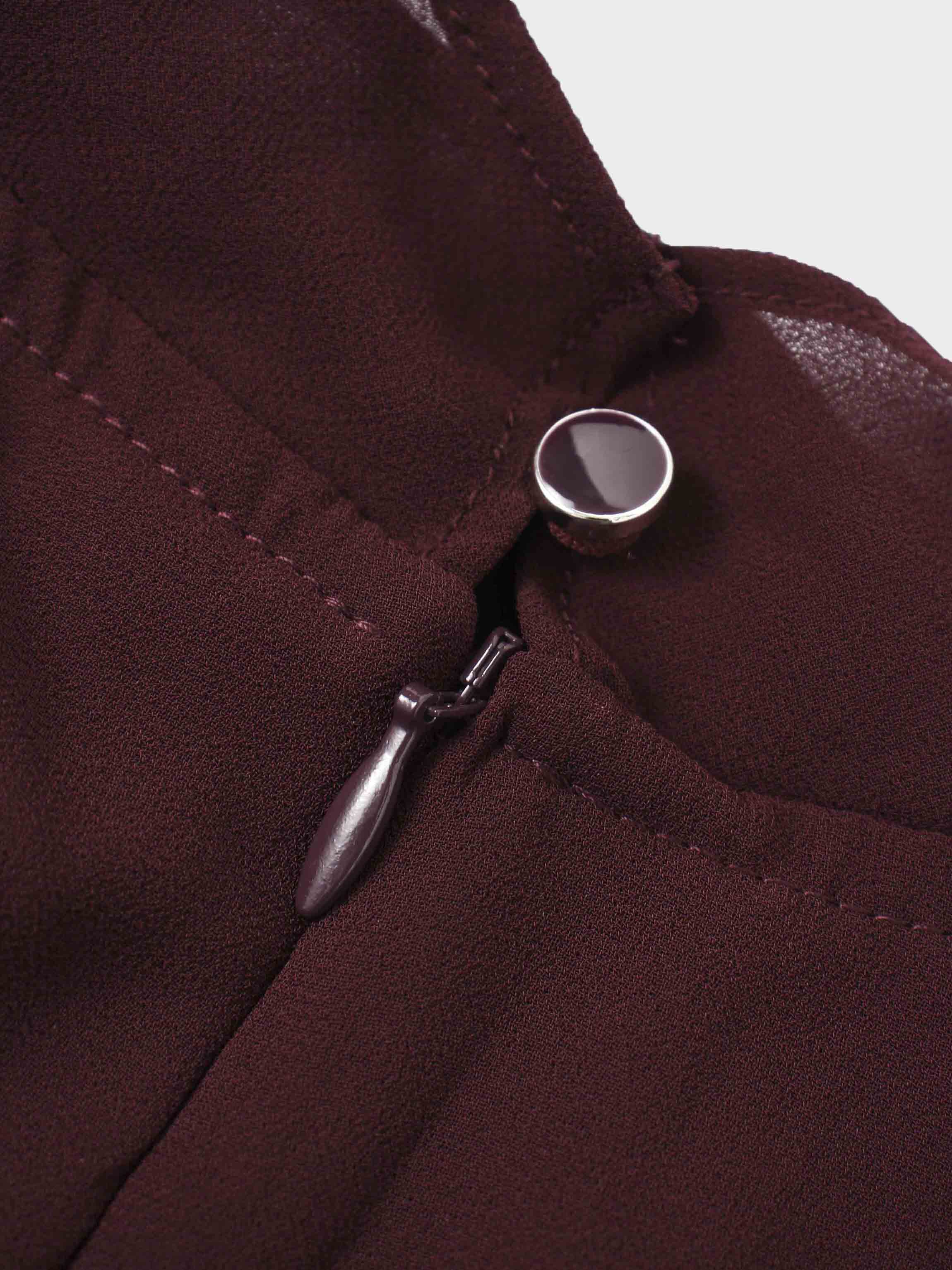 Asymmetrical Bottom Belted Dress-Burgundy