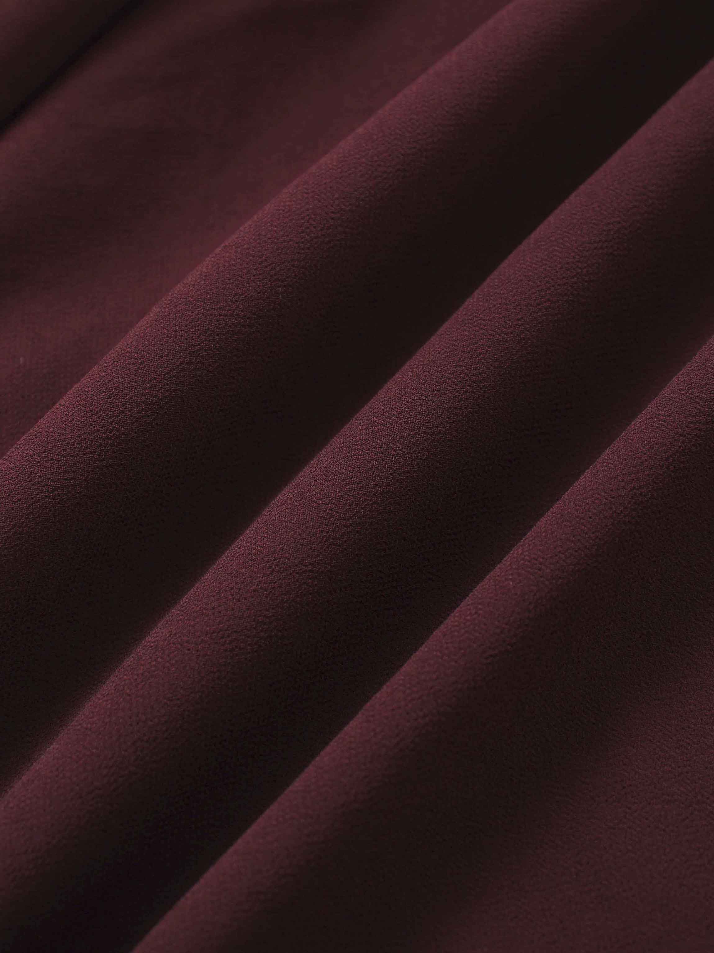 Asymmetrical Bottom Belted Dress-Burgundy