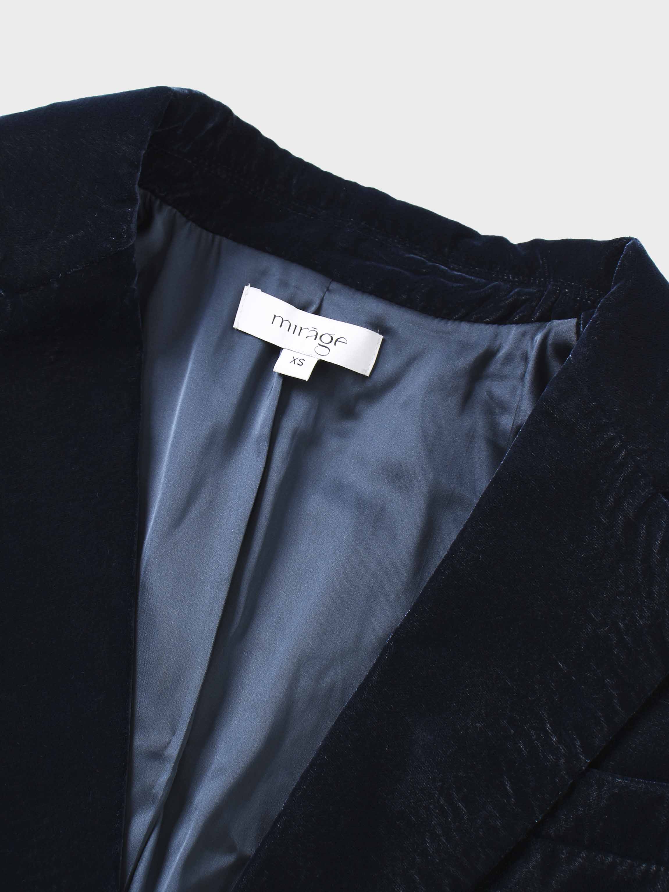 Embellished Velvet Blazer-Grey/Blue