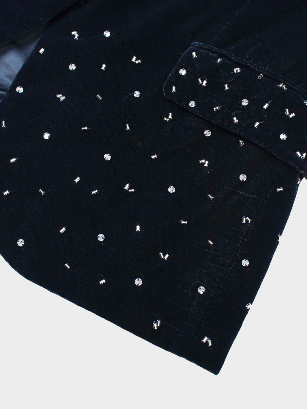 Embellished Velvet Blazer-Grey/Blue