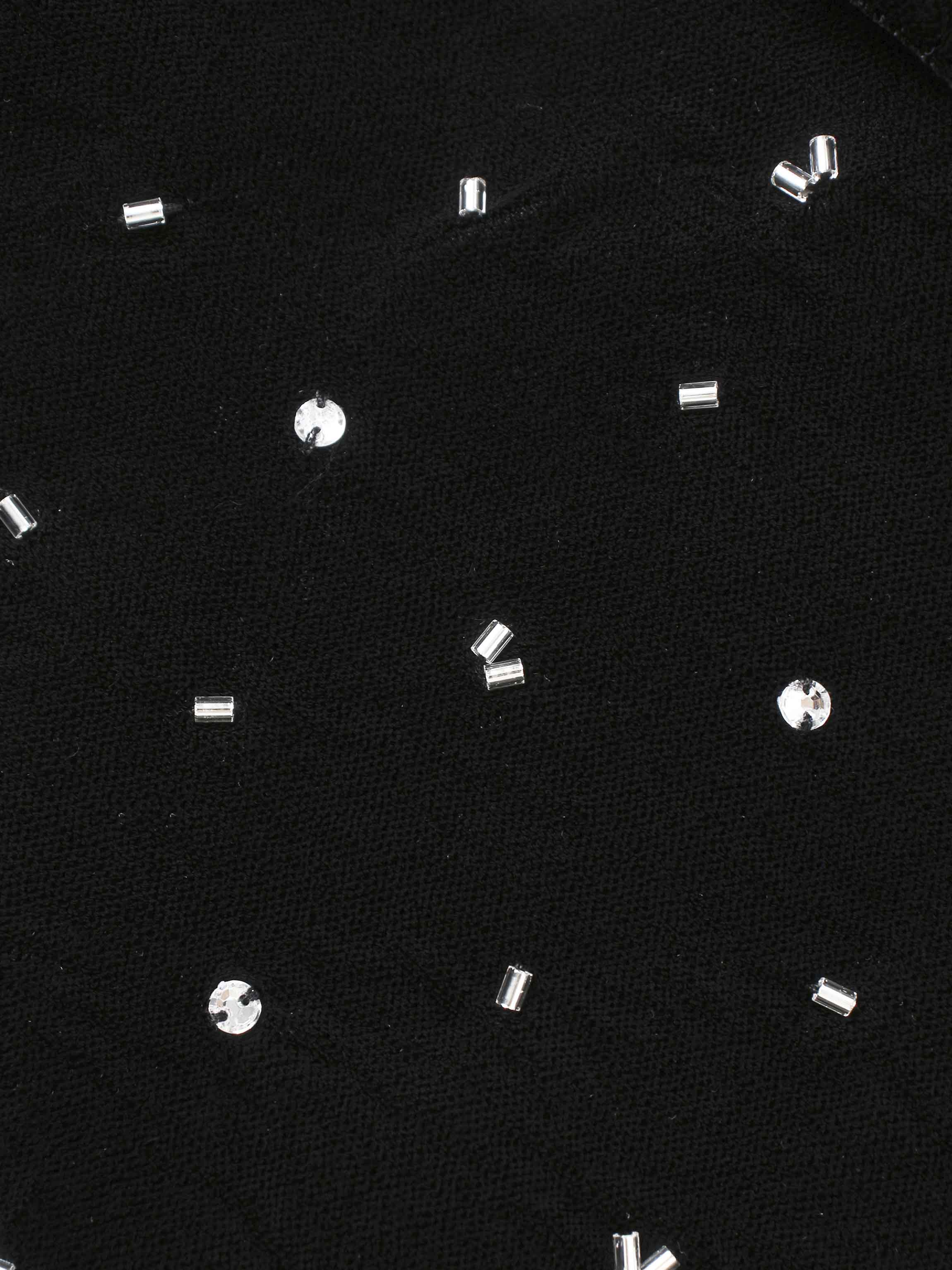 Embellished Velvet Blazer-Black