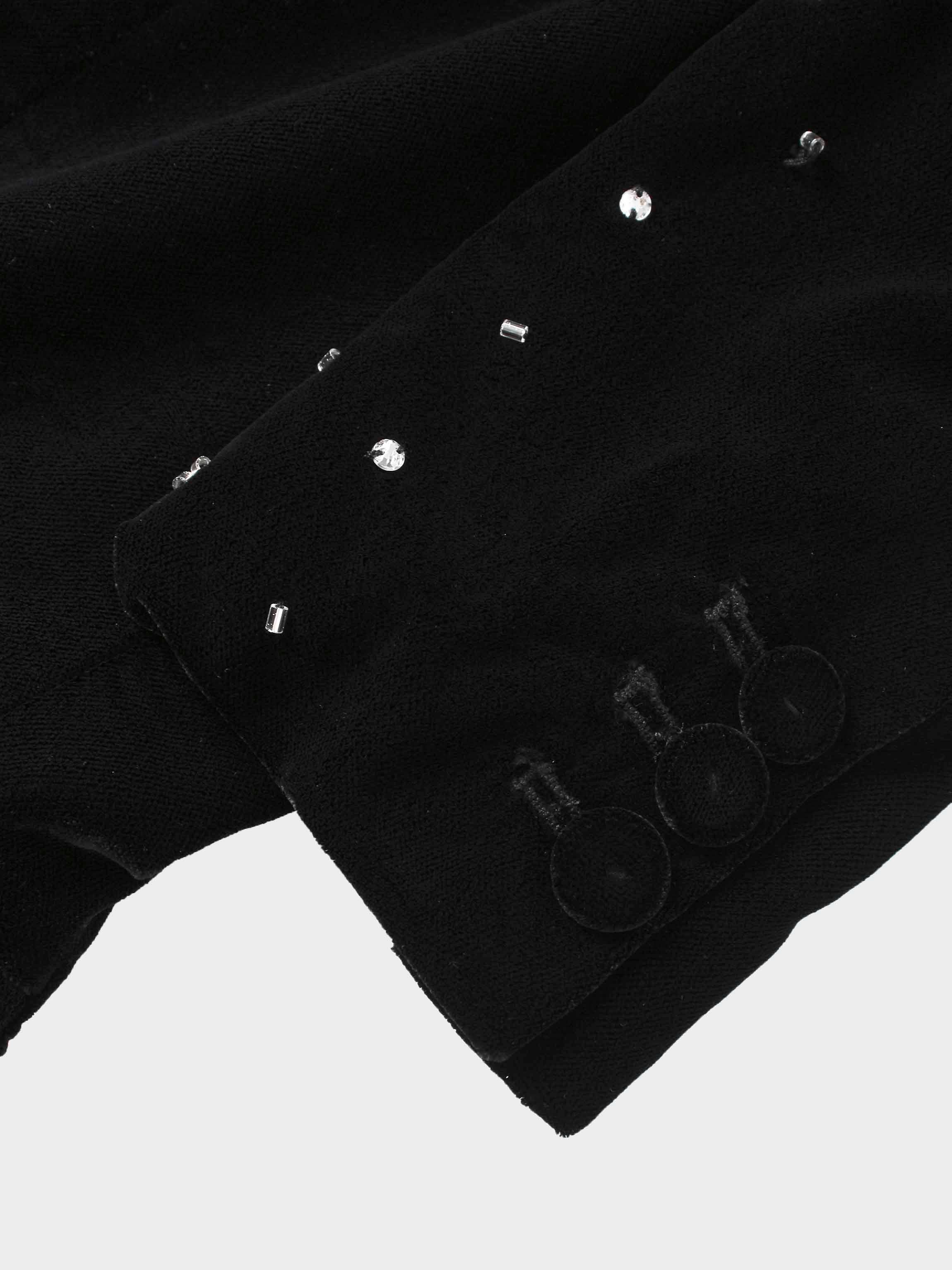 Embellished Velvet Blazer-Black