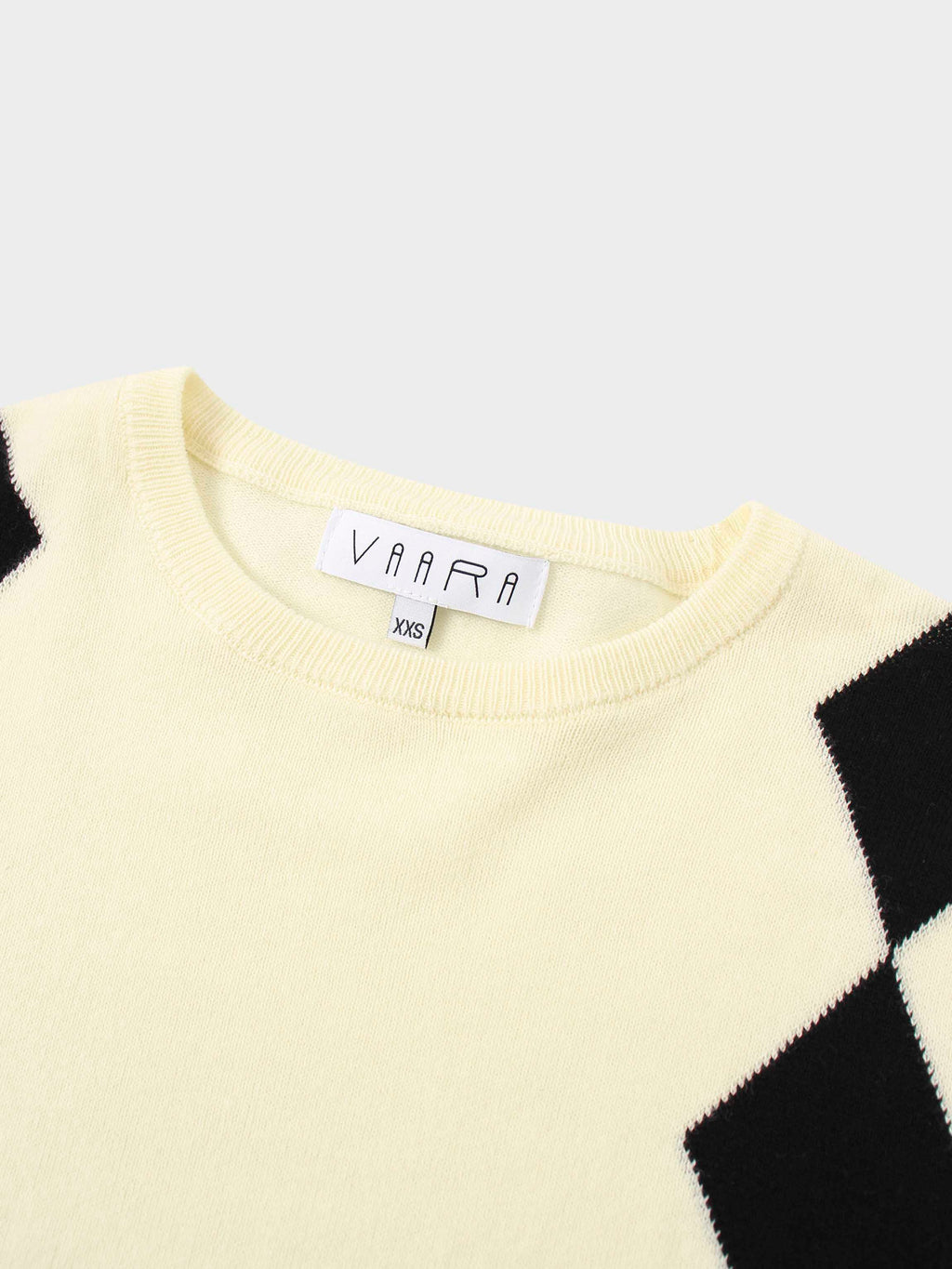 Printed Sweater-Cream with Black Diamond Design