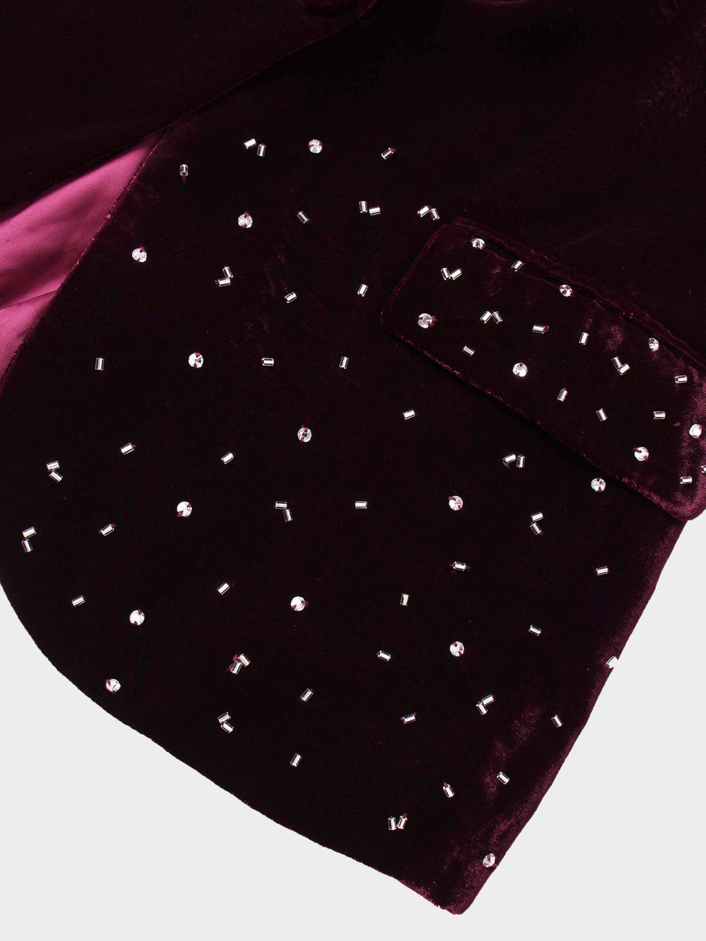 Embellished Velvet Blazer-Burgundy