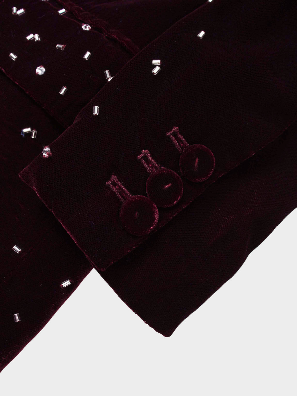 Embellished Velvet Blazer-Burgundy