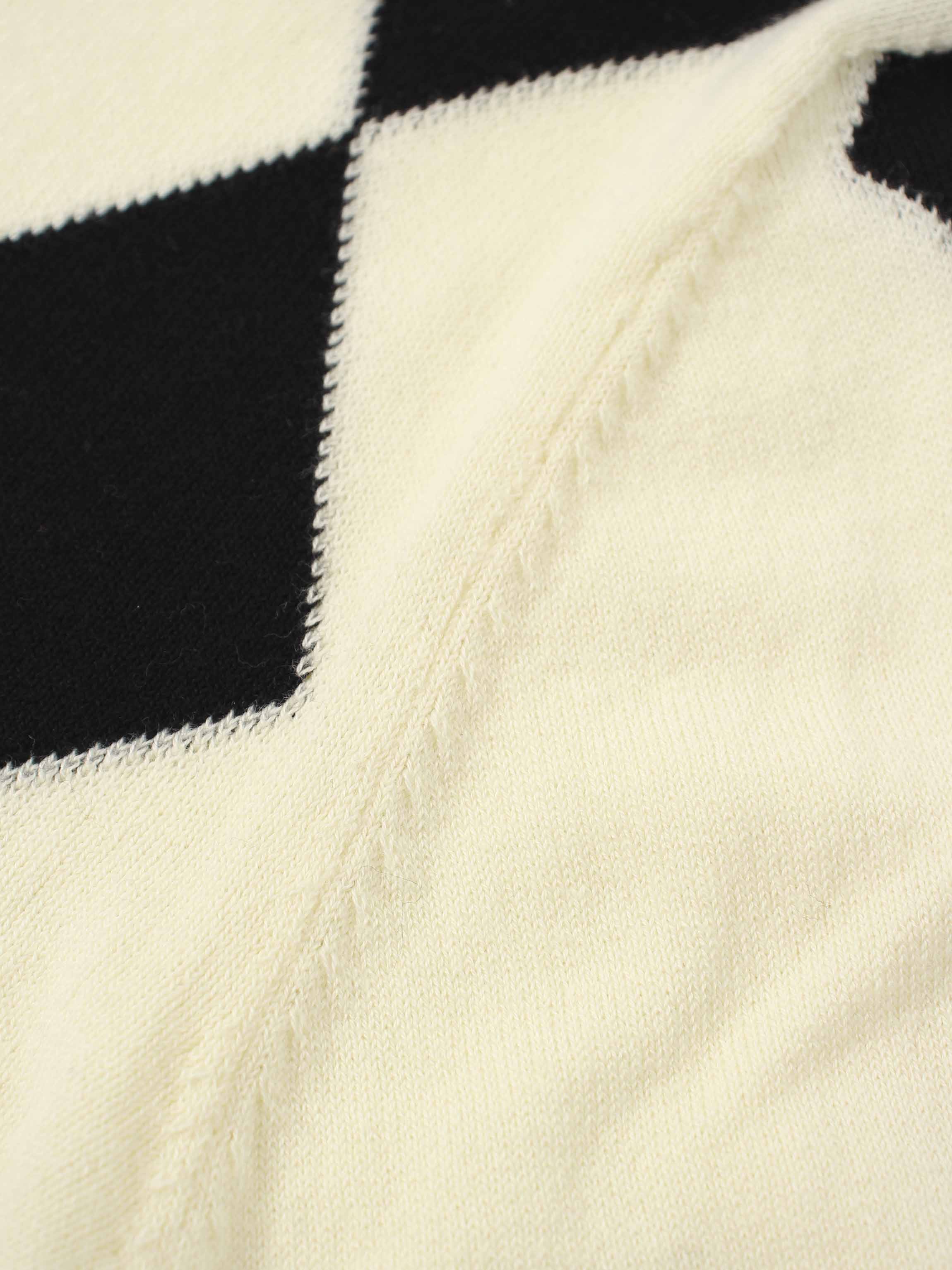 Printed Sweater-Cream with Black Diamond Design