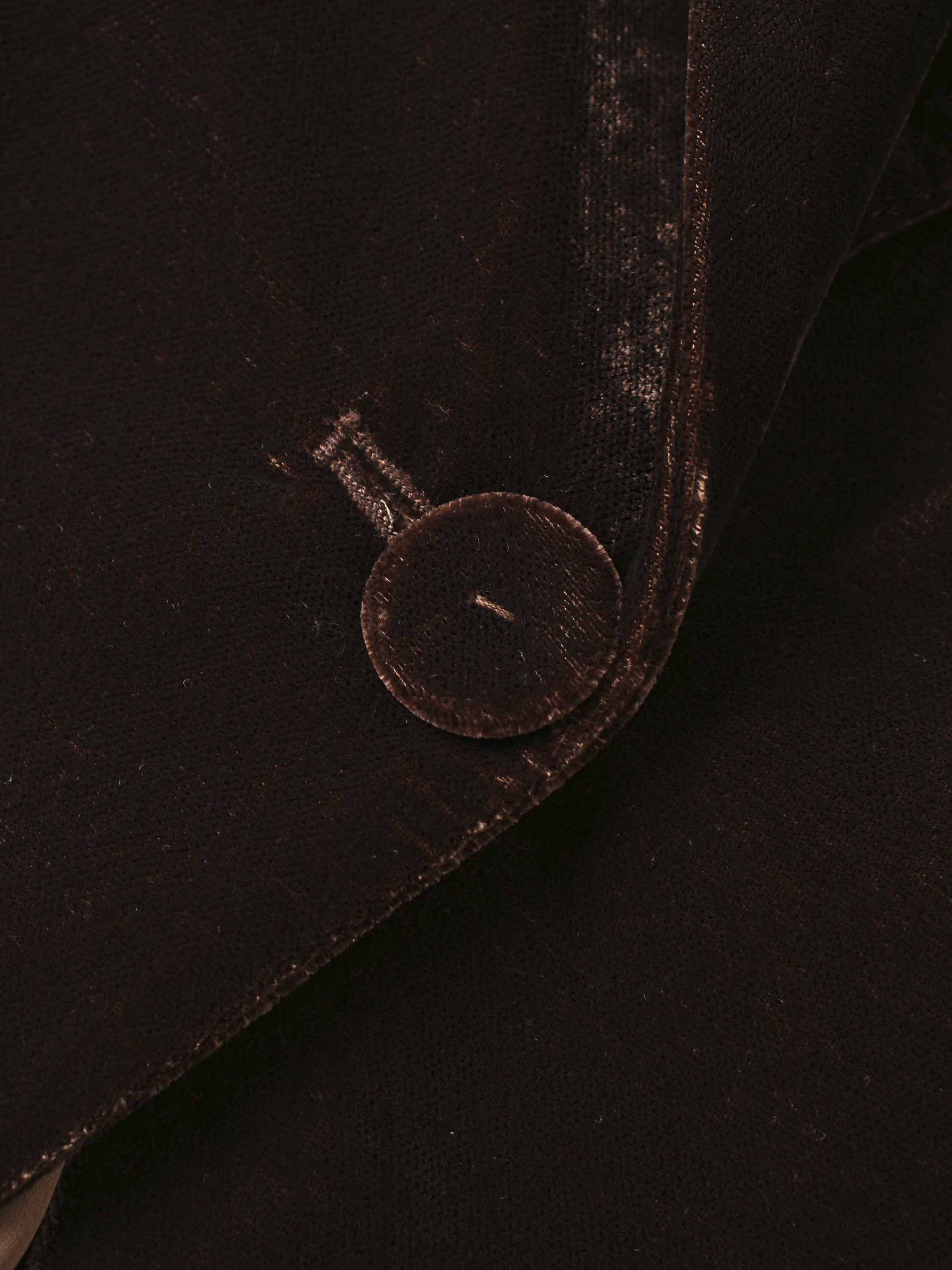 Embellished Velvet Blazer-Brown