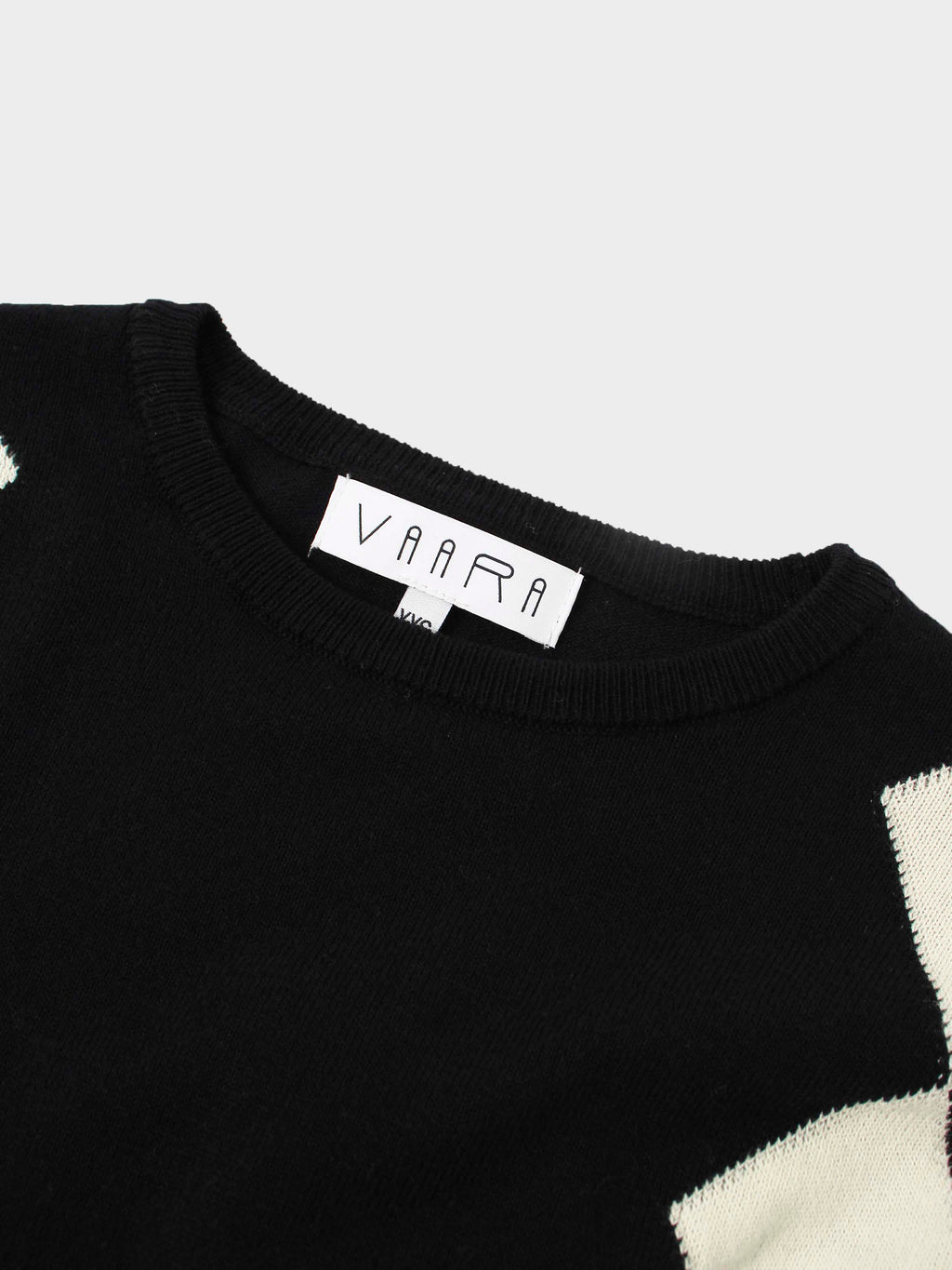 Printed Sweater-Black with Cream Diamond Design