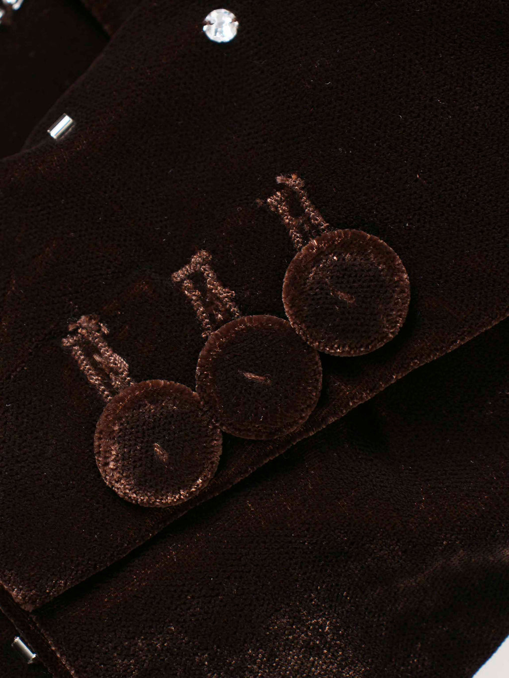 Embellished Velvet Blazer-Brown
