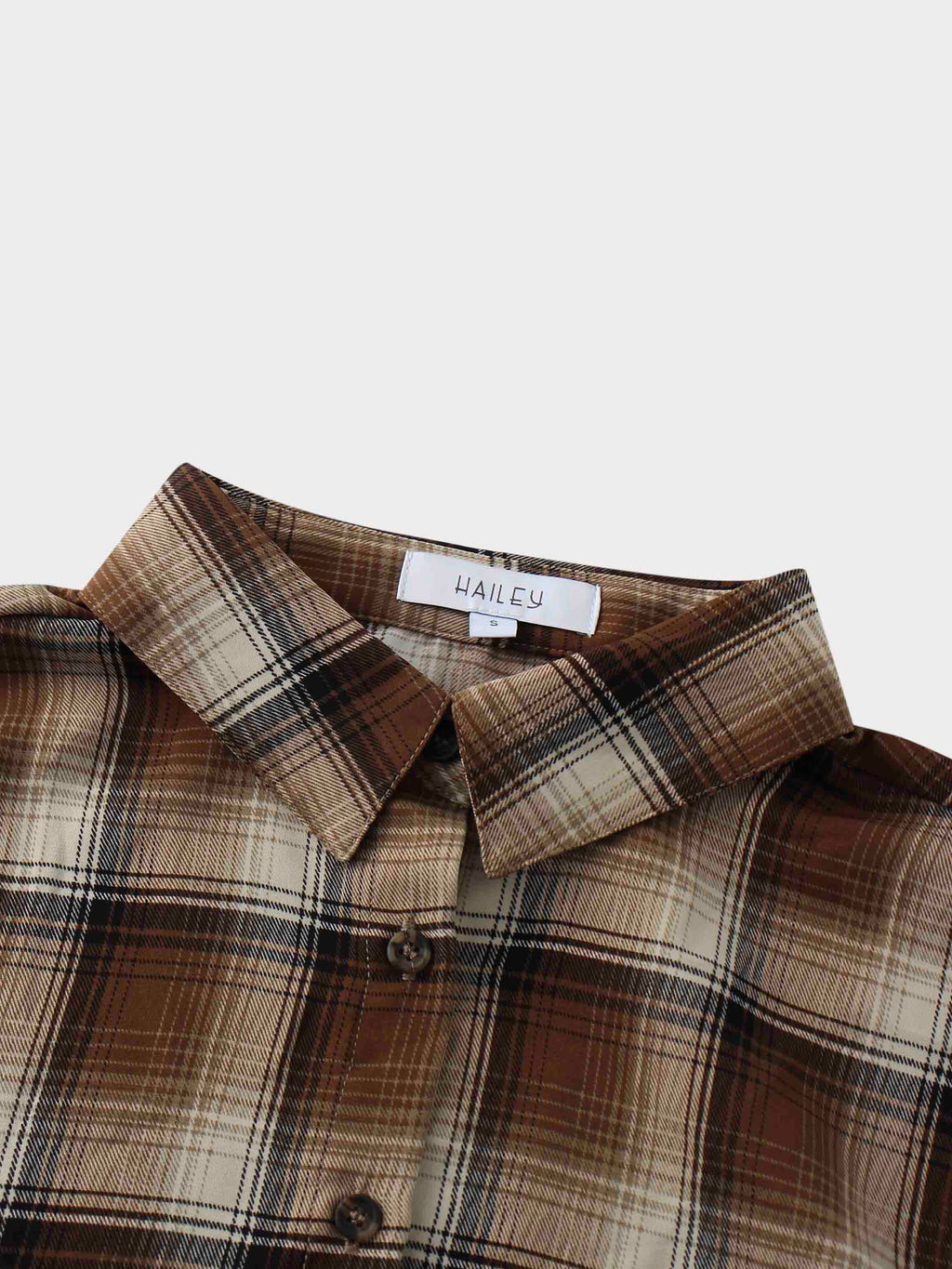 Button Down Blouse-Brown Plaid