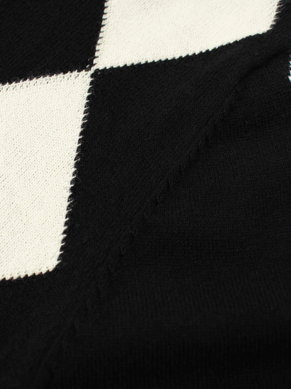 Printed Sweater-Black with Cream Diamond Design