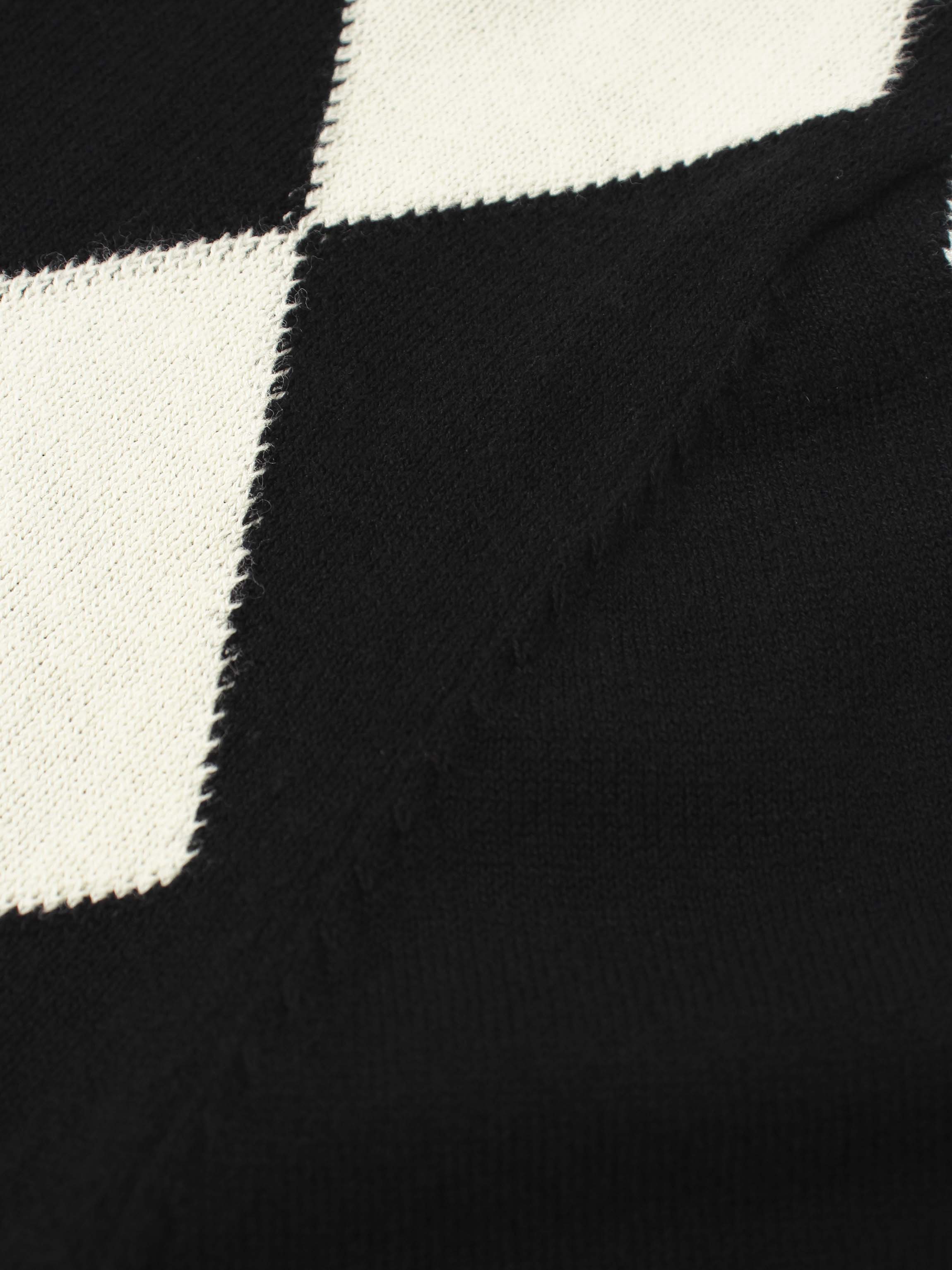 Printed Sweater-Black with Cream Diamond Design