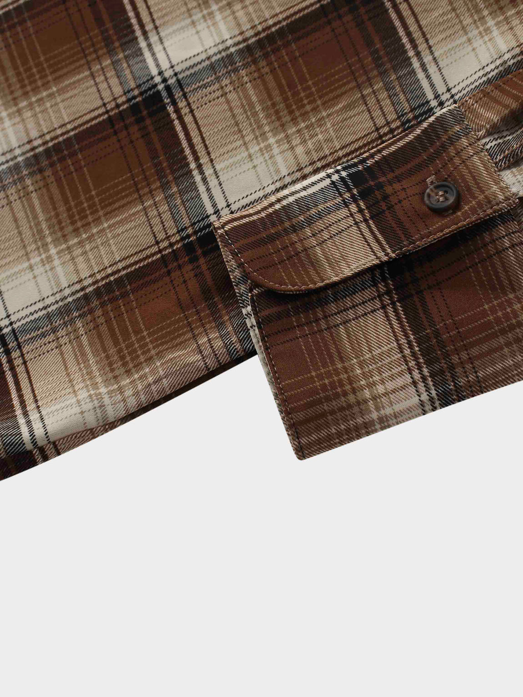 Button Down Blouse-Brown Plaid