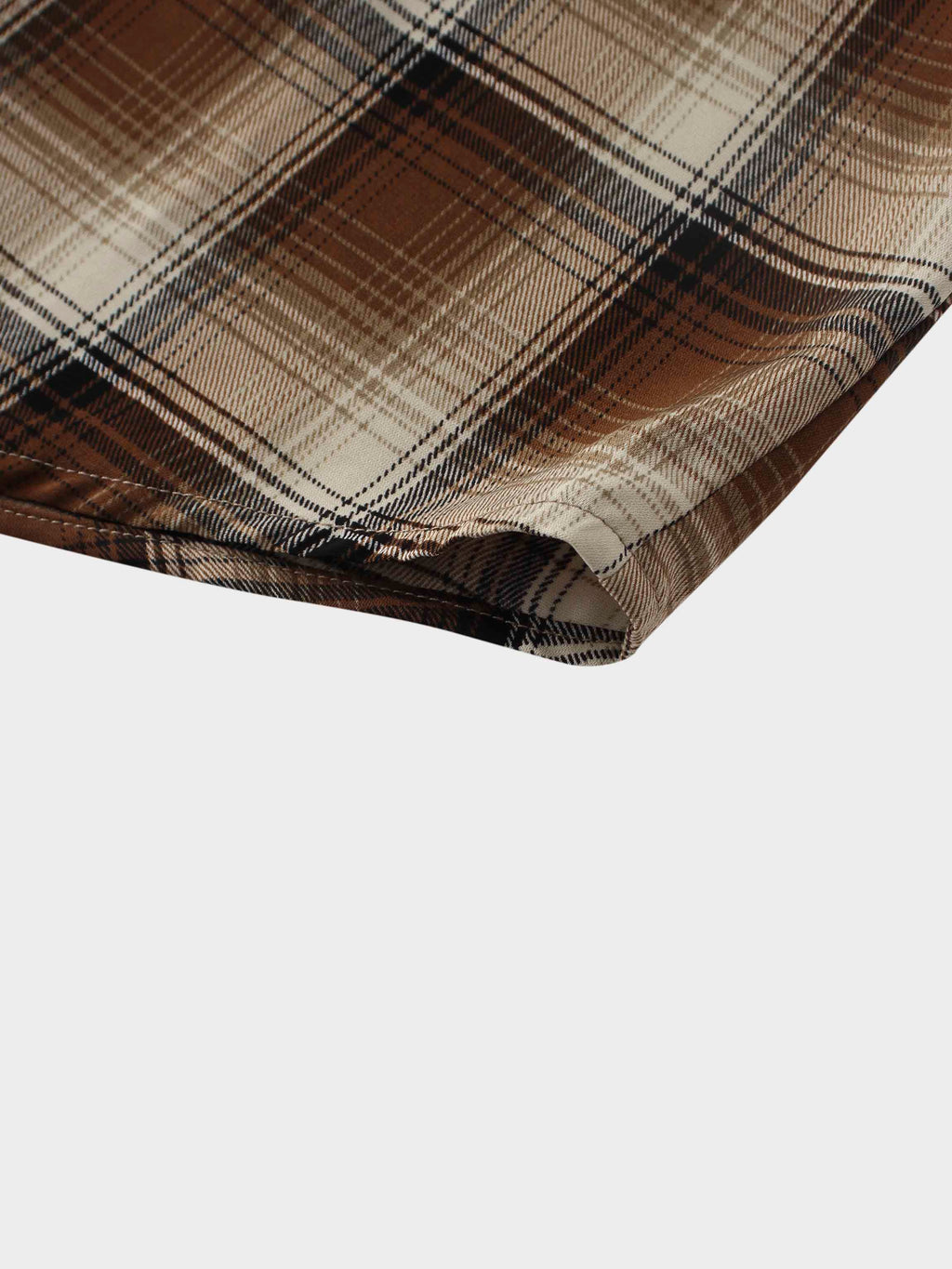 Button Down Blouse-Brown Plaid