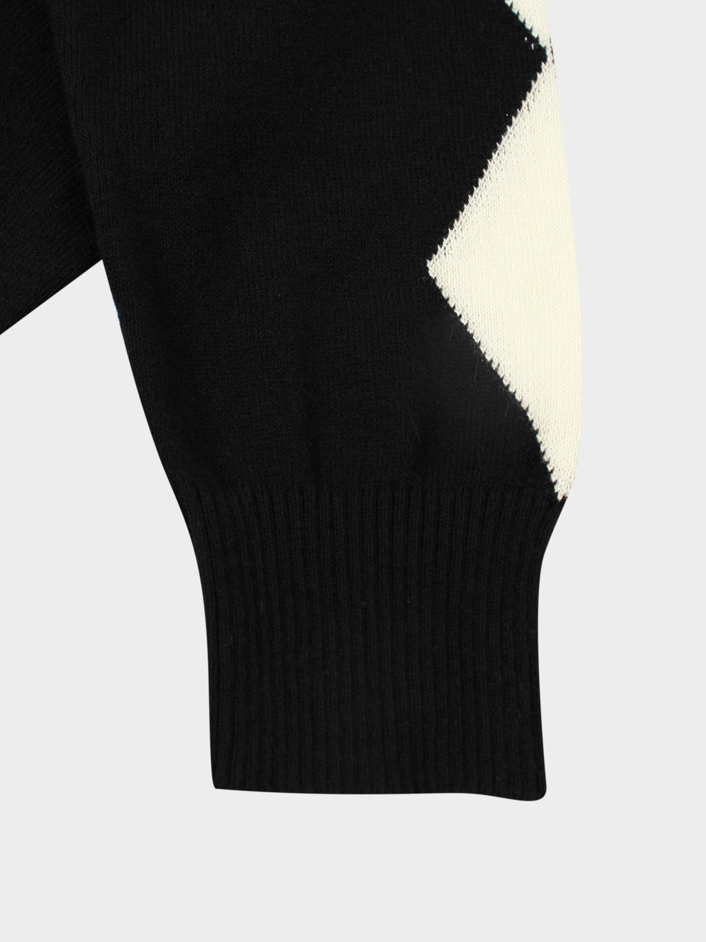 Printed Sweater-Black with Cream Diamond Design